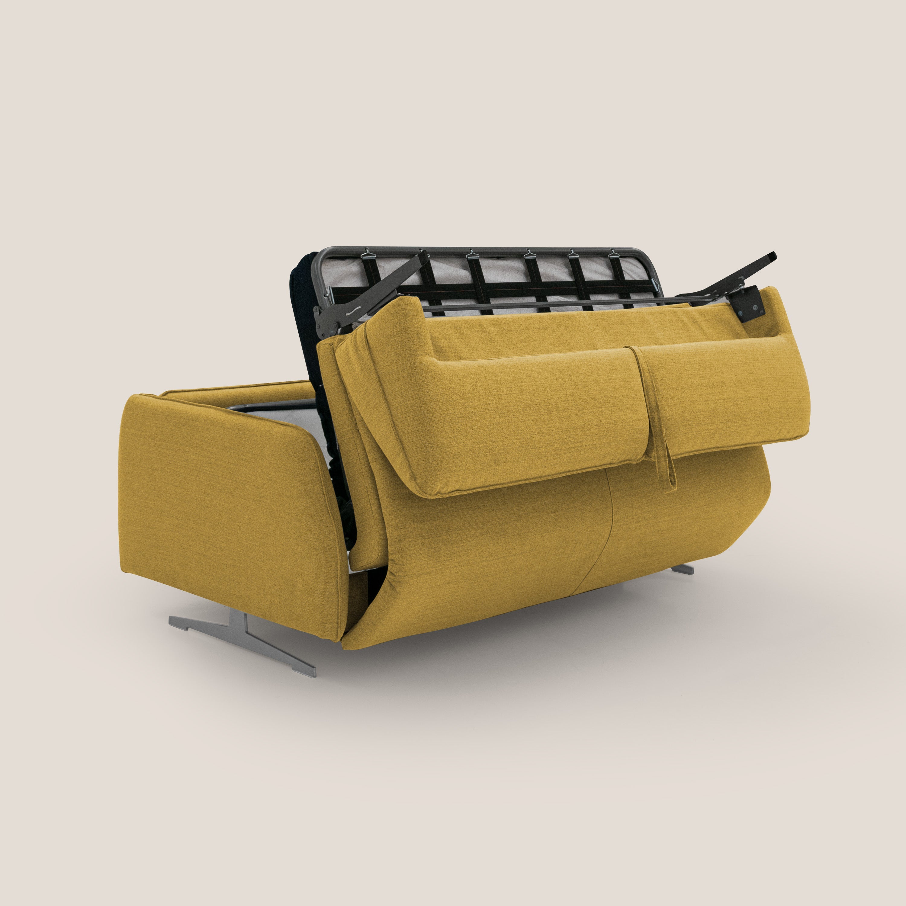 Texas Divano letto matrimoniale moderno in tessuto impermeabile T19 giallo - divani.store