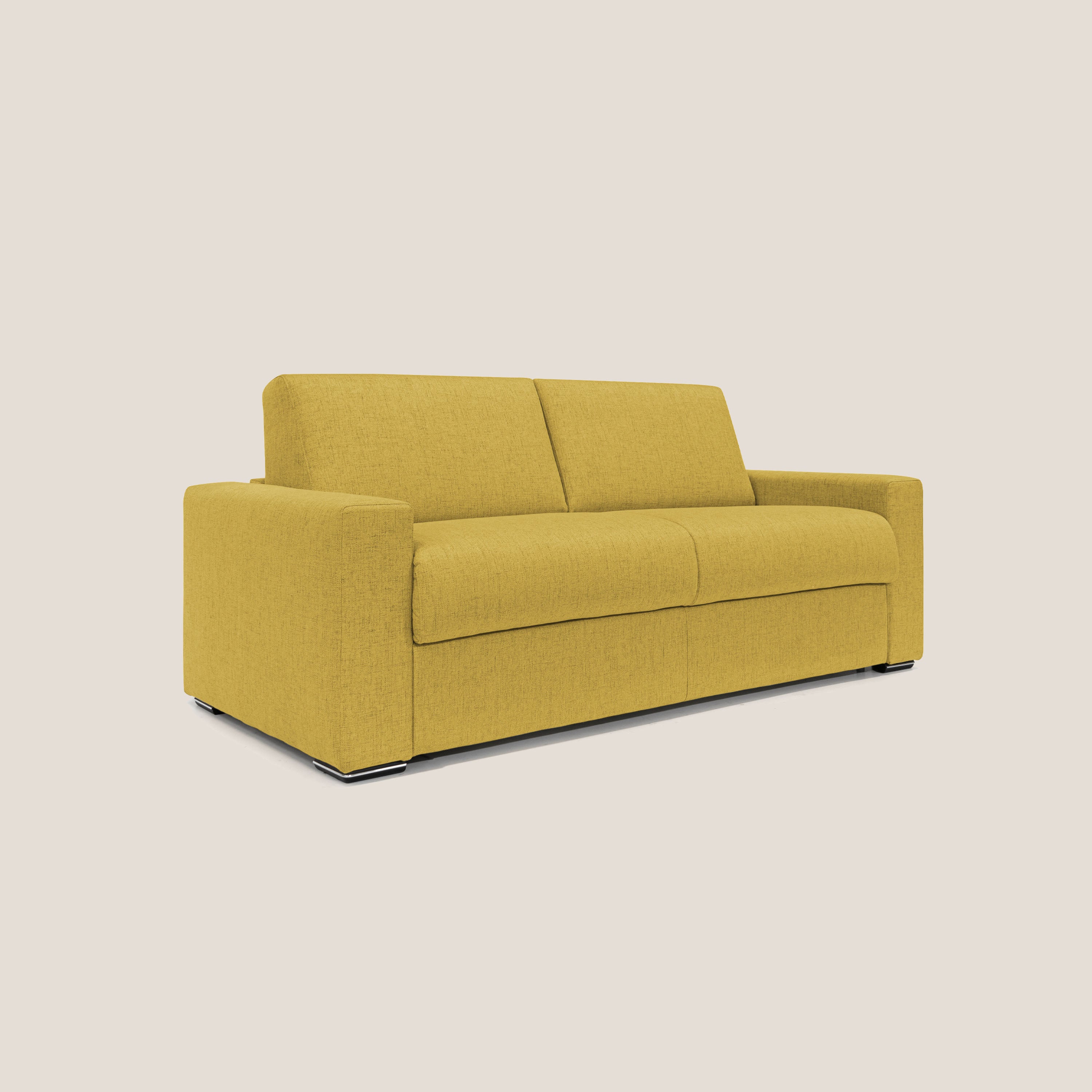 Nixon Divano letto matrimoniale con materasso 20 cm in tessuto impermeabile T03 giallo - divani.store