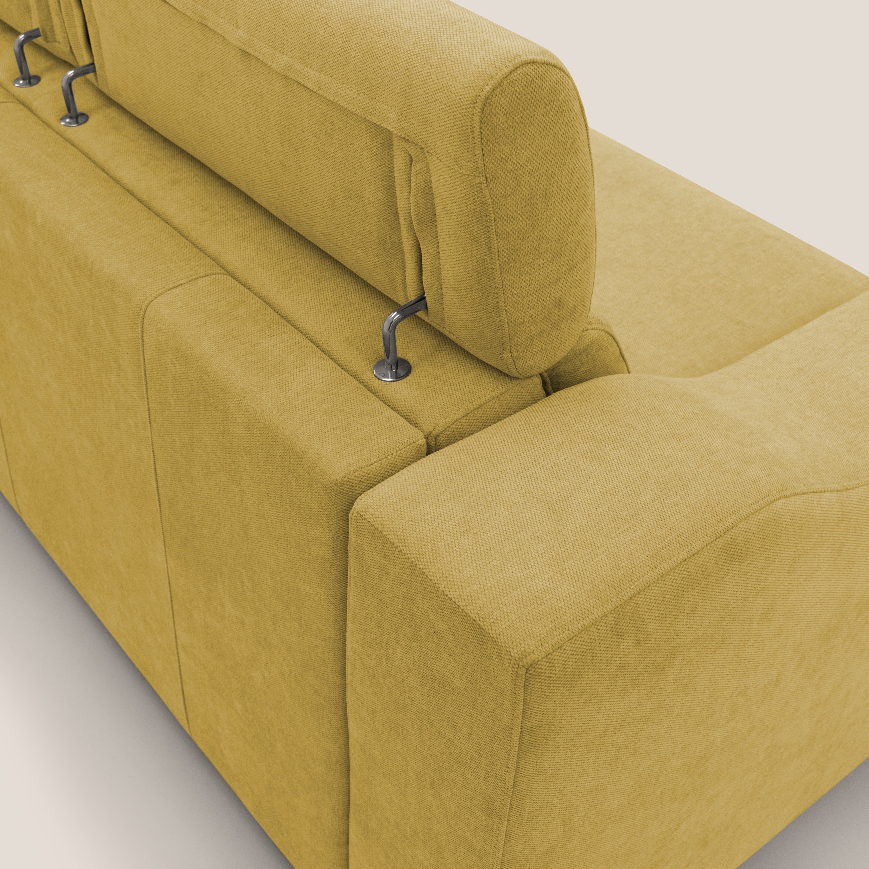Bomber divano letto matrimoniale con poggiatesta in tessuto impermeabile T14 giallo - divani.store