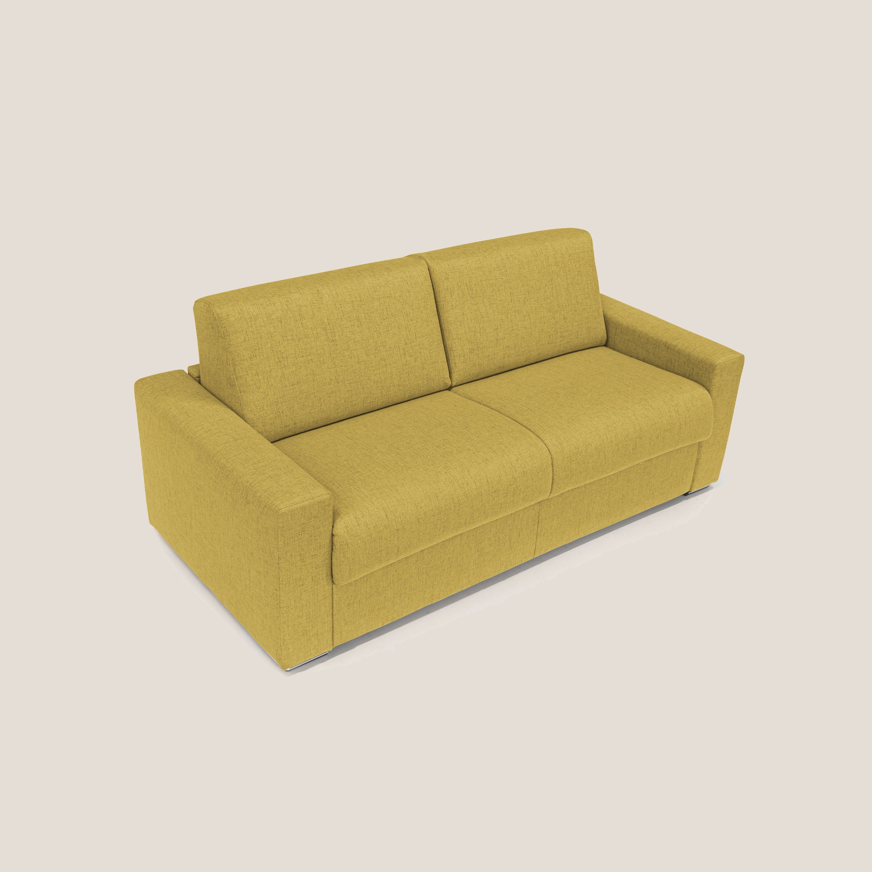 Nixon Divano letto matrimoniale con materasso 20 cm in tessuto impermeabile T03 giallo - divani.store