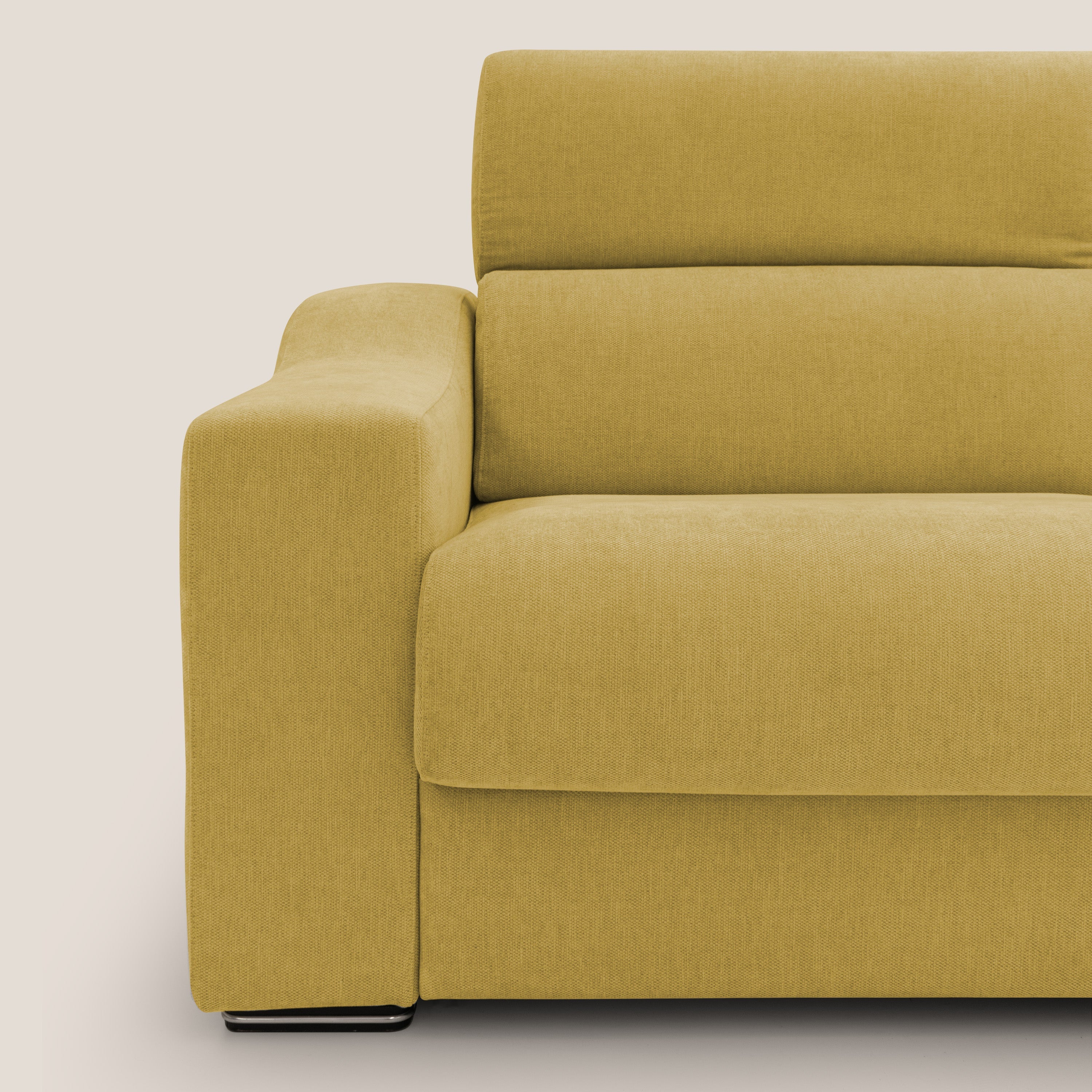 Bomber divano letto matrimoniale con poggiatesta in tessuto impermeabile T14 giallo - divani.store