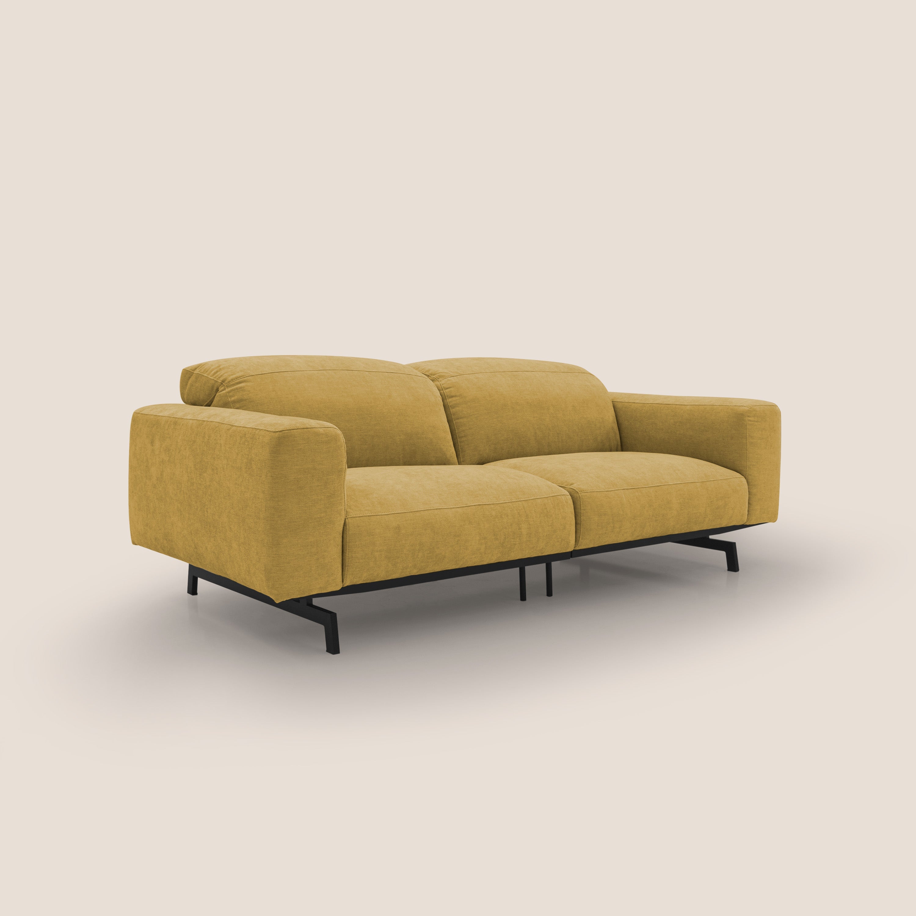 Sakura divano in piuma d'oca modulare componibile in morbido tessuto fiammato impermeabile T14 giallo - divani.store