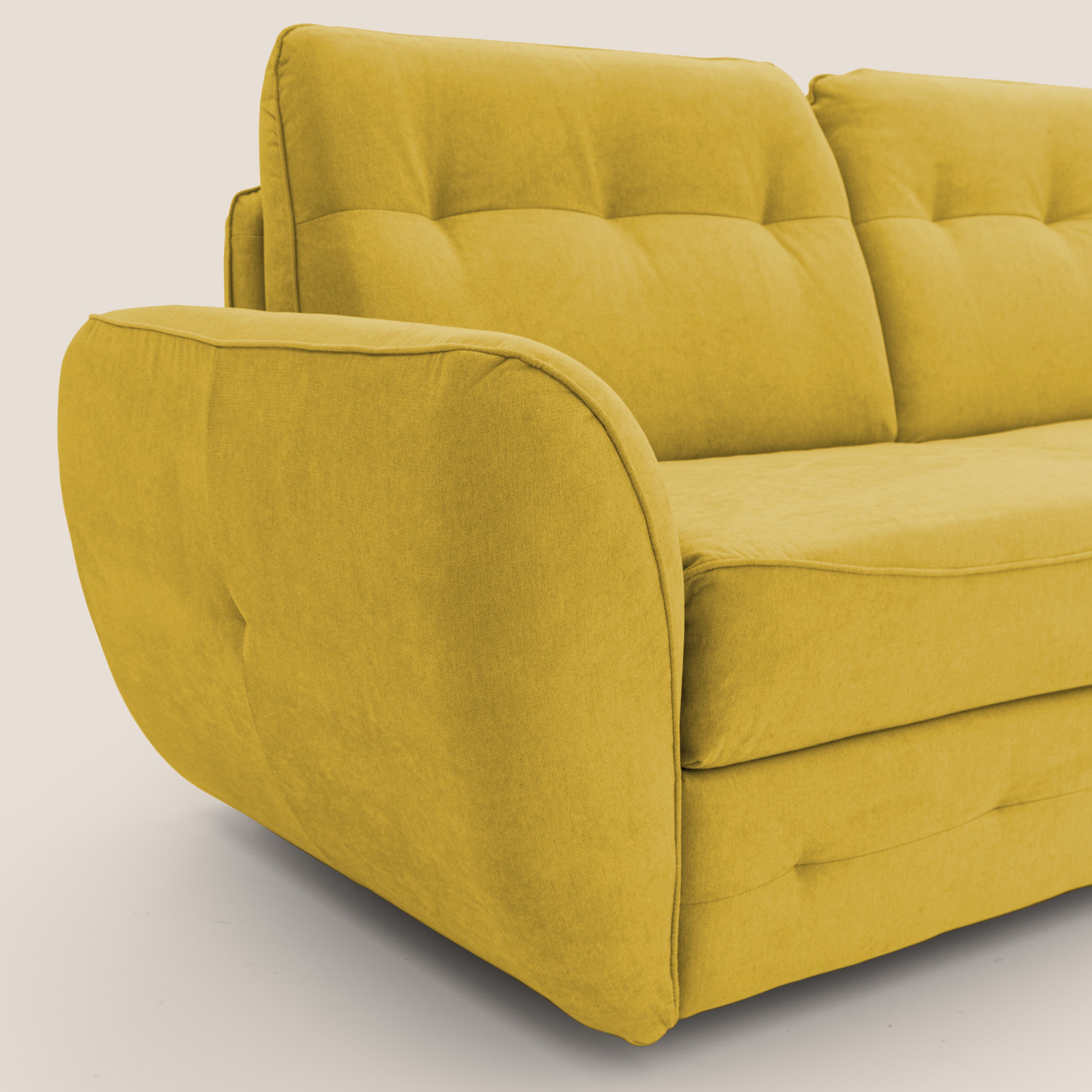 Zeus divano letto angolare con materasso H18 cm pouf mobile in tessuto impermeabile T02 - divani.store