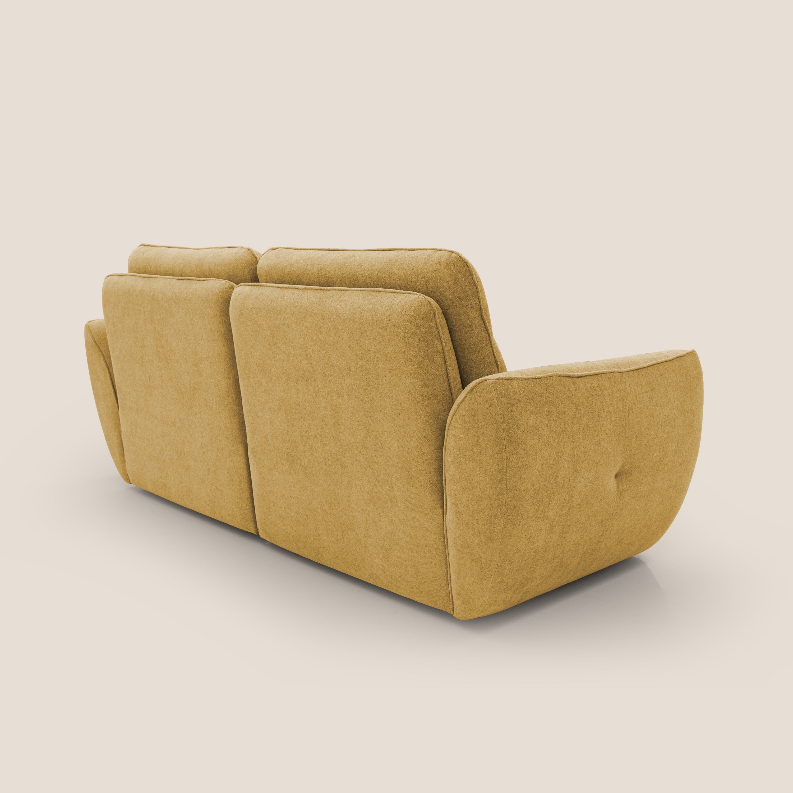 Cerbero divano 2 e 3 posti in morbido bouclé impermeabile T07 giallo - divani.store