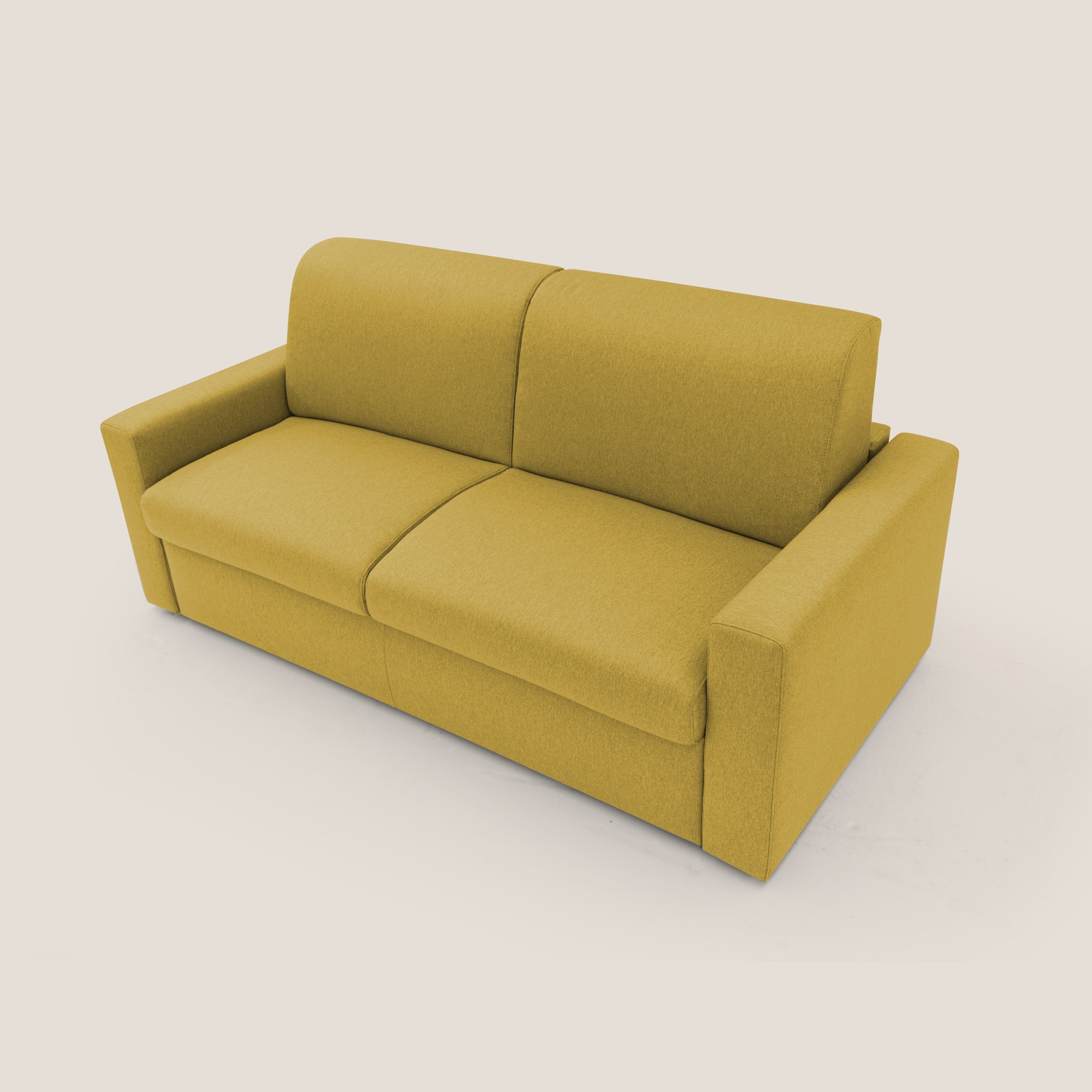 Kansas Divano letto matrimoniale alto 20 cm in tessuto impermeabile misto cotone T13 giallo - divani.store