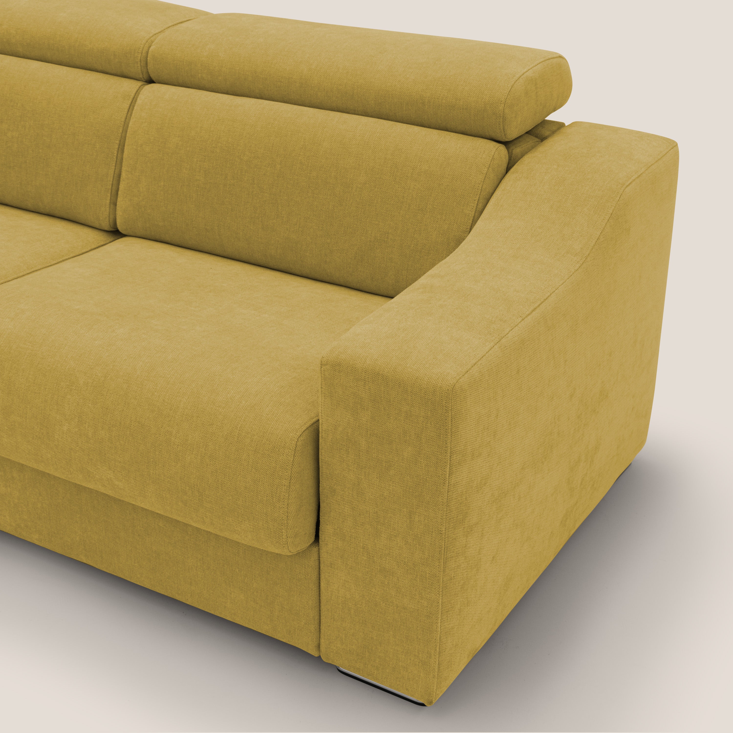 Bomber divano letto matrimoniale con poggiatesta in tessuto impermeabile T14 giallo - divani.store