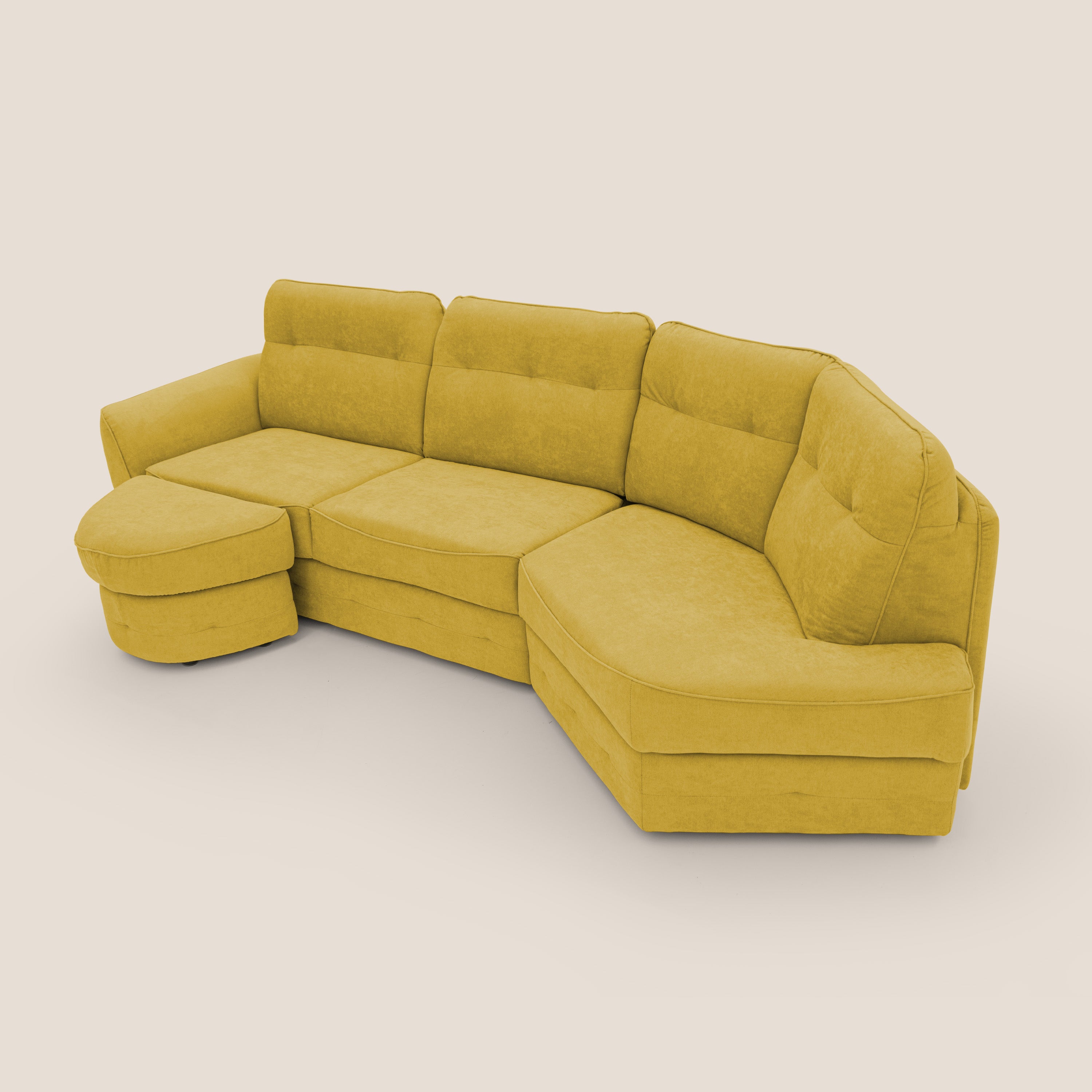 Zeus divano letto angolare con materasso H18 cm pouf mobile in tessuto impermeabile T02 - divani.store