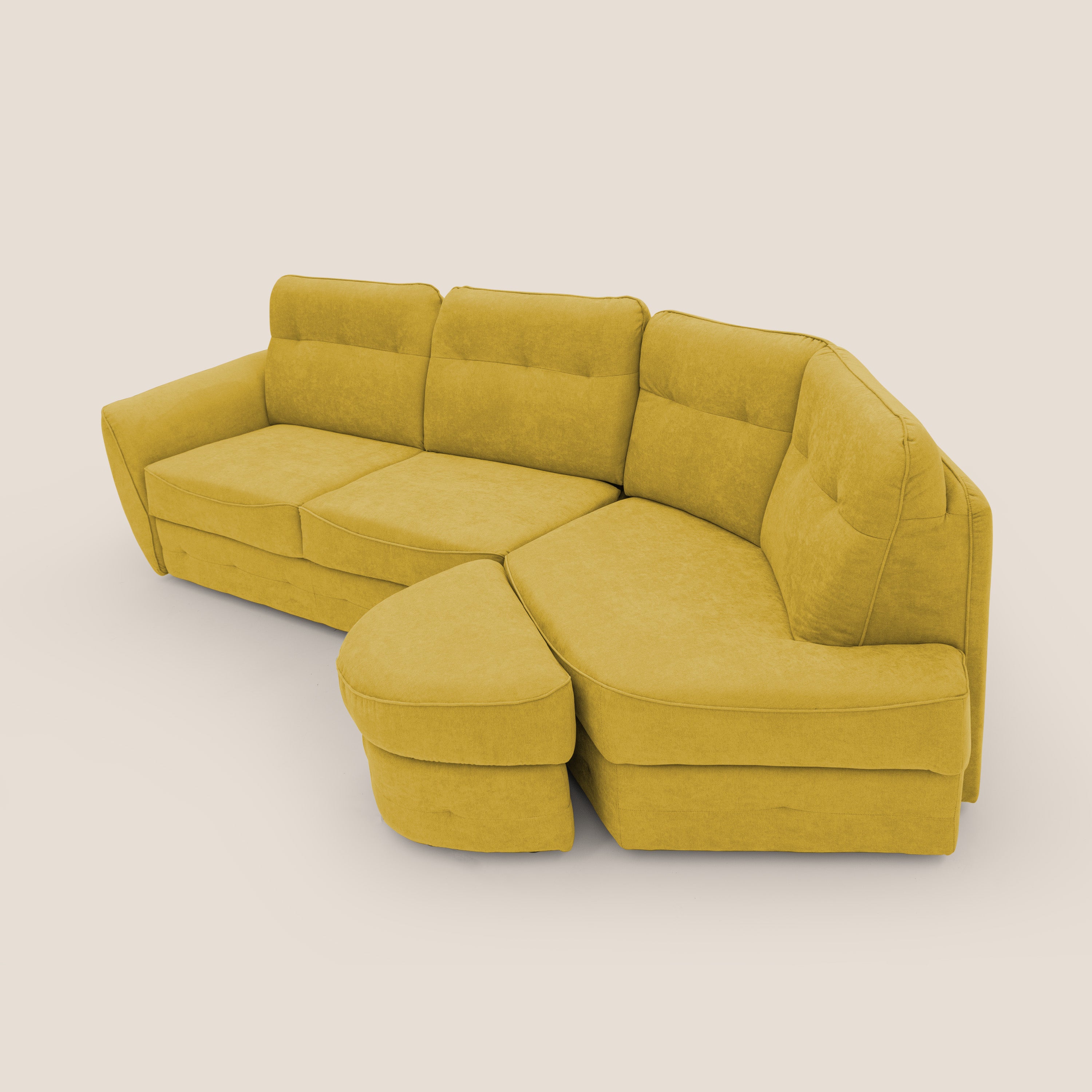 Zeus divano letto angolare con materasso H18 cm pouf mobile in tessuto impermeabile T02 - divani.store