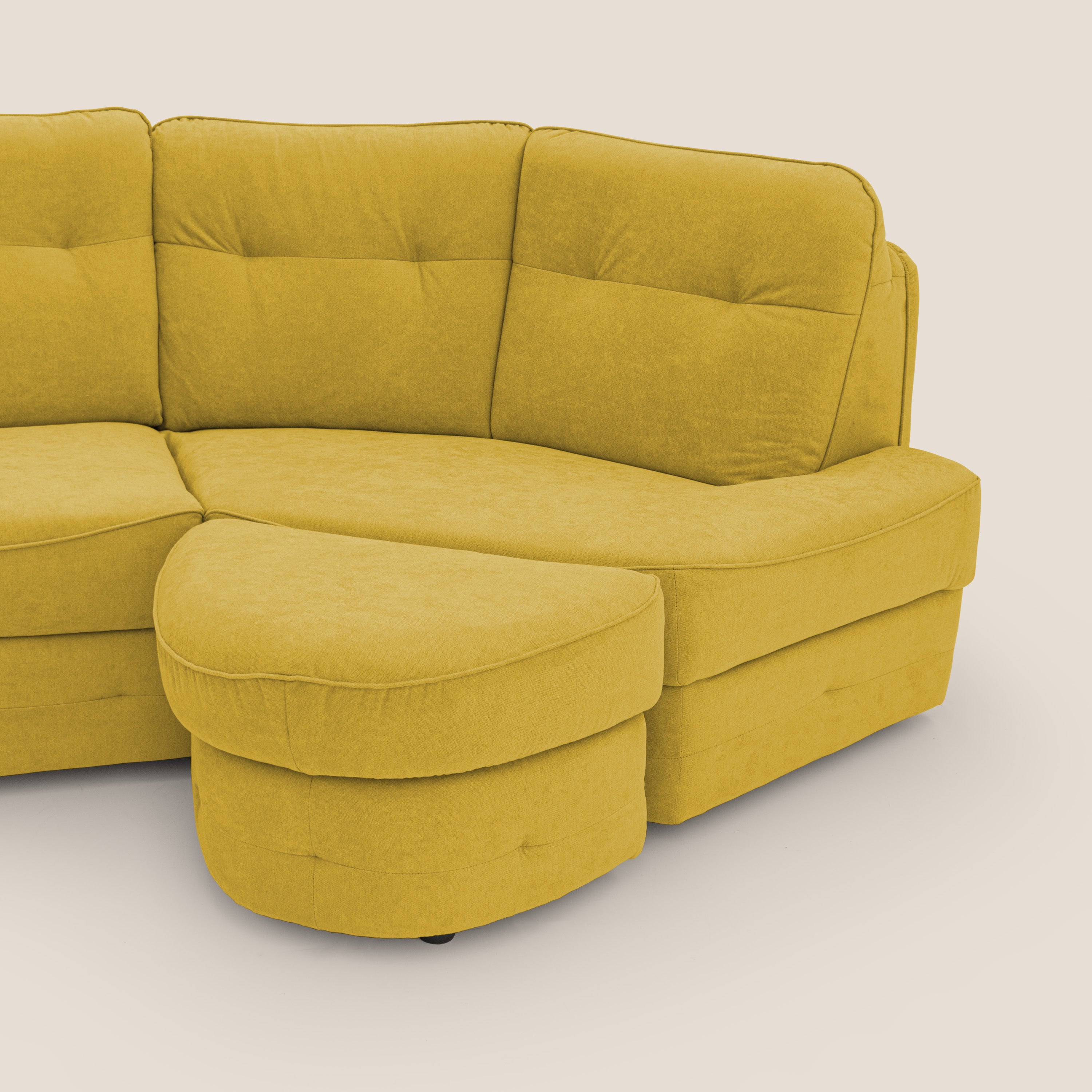 Zeus divano letto angolare con materasso H18 cm pouf mobile in tessuto impermeabile T02 - divani.store