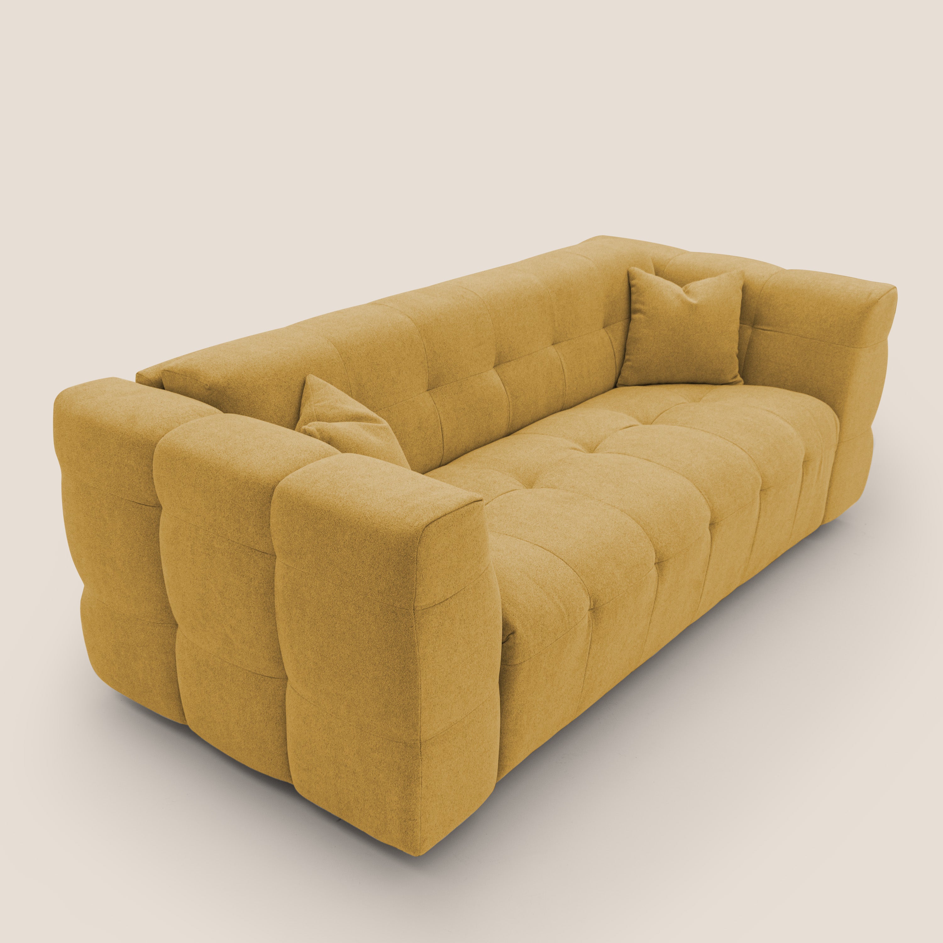 Tender Divano letto matrimoniale dal design innovativo in tessuto bouclet impermeabile T07 giallo - divani.store
