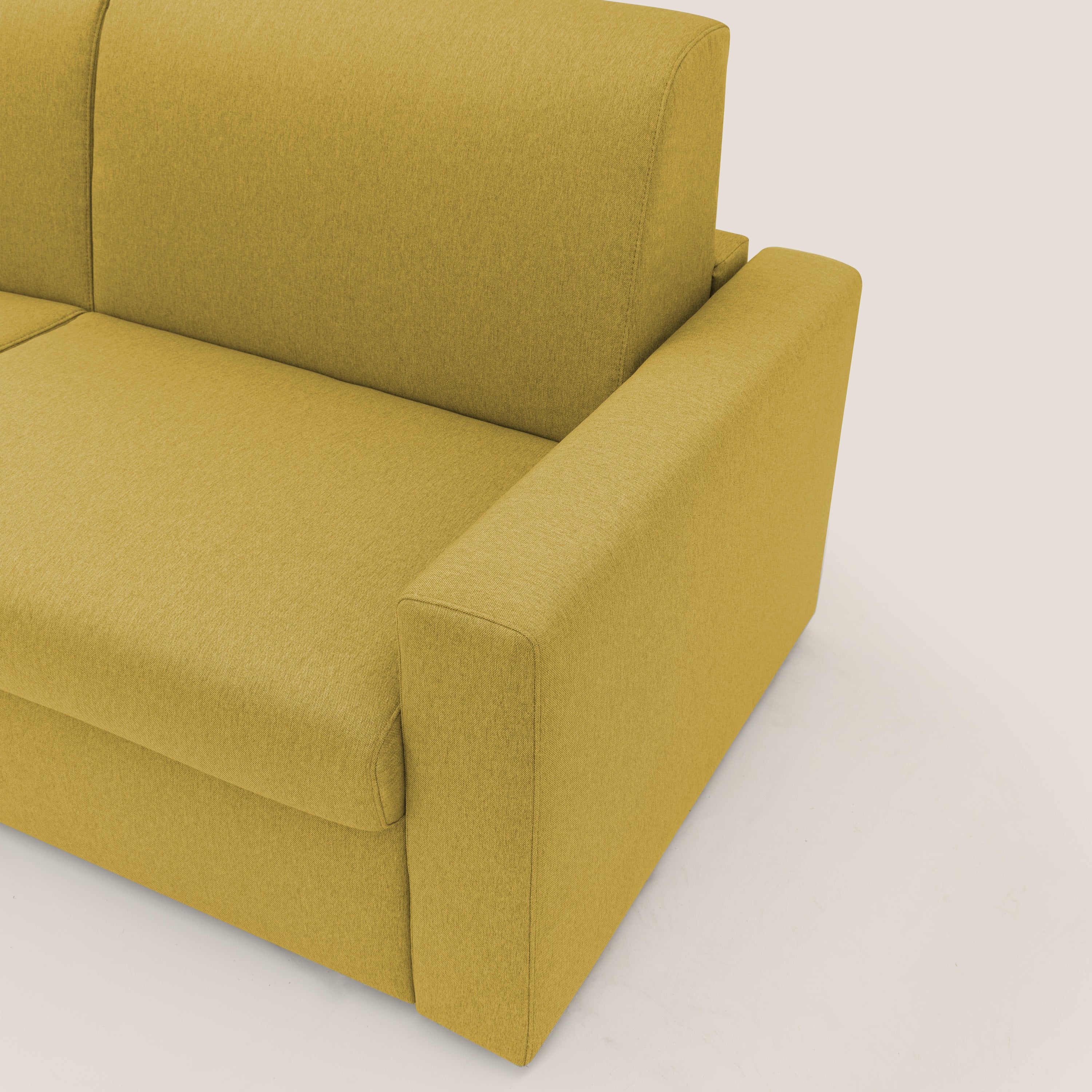 Kansas Divano letto matrimoniale alto 20 cm in tessuto impermeabile misto cotone T13 giallo - divani.store