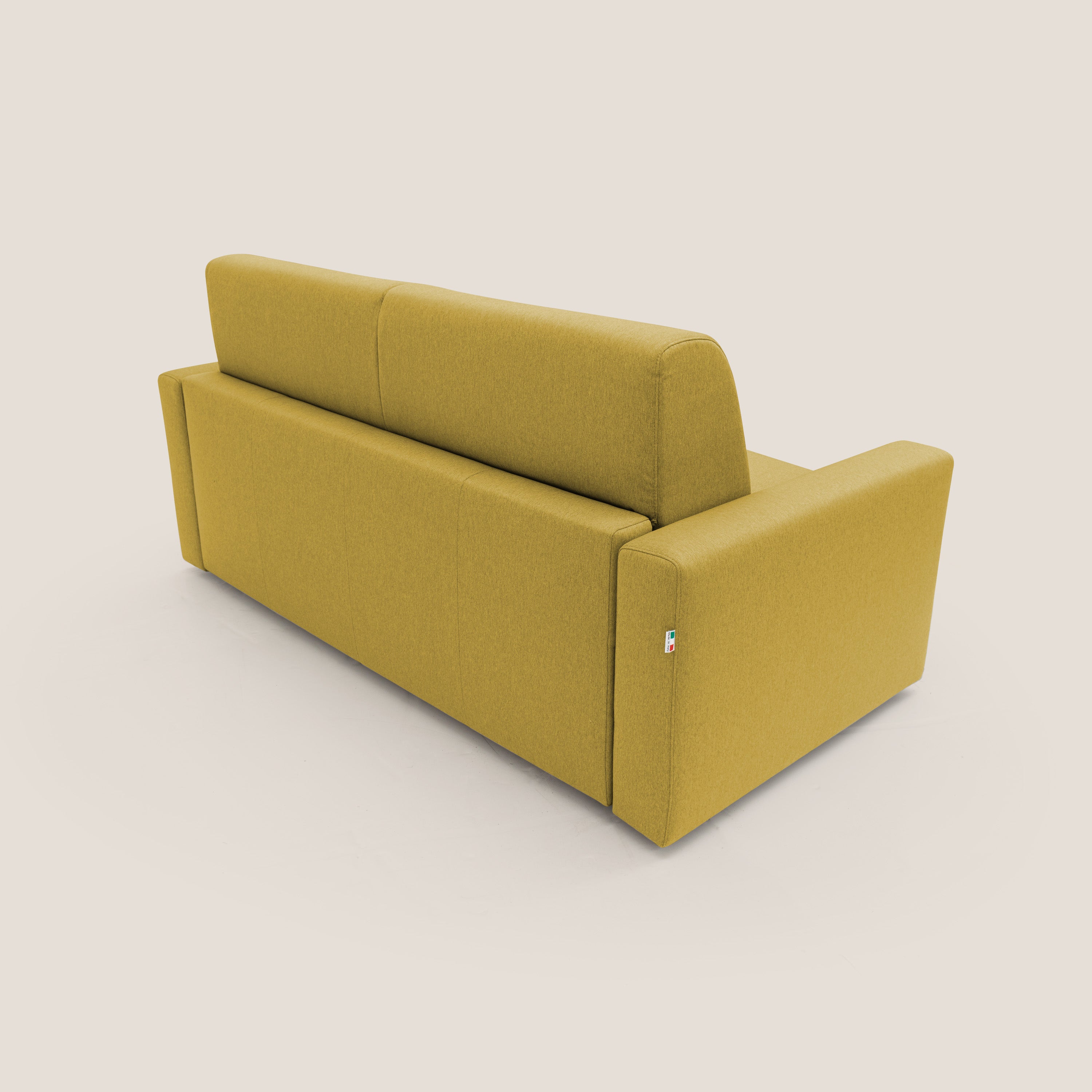 Kansas Divano letto matrimoniale alto 20 cm in tessuto impermeabile misto cotone T13 giallo - divani.store