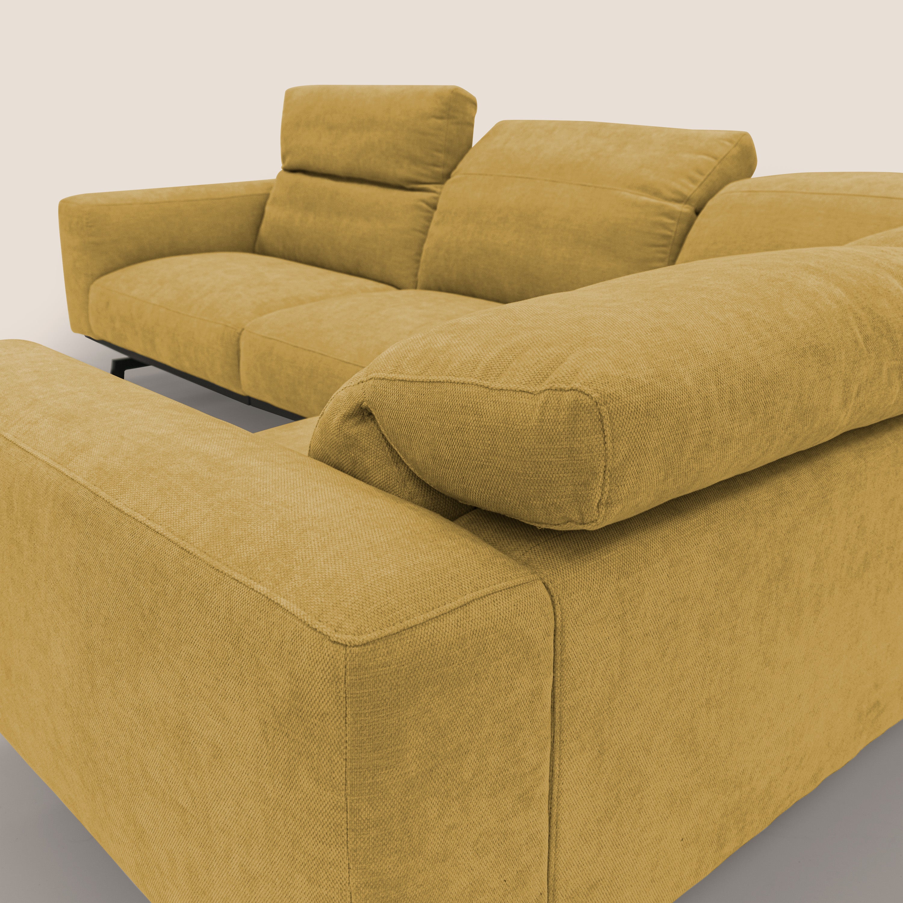 Sakura wendbares, modulares Ecksofa aus weichem, wasserfestem geflammtem Stoff T14 gelb