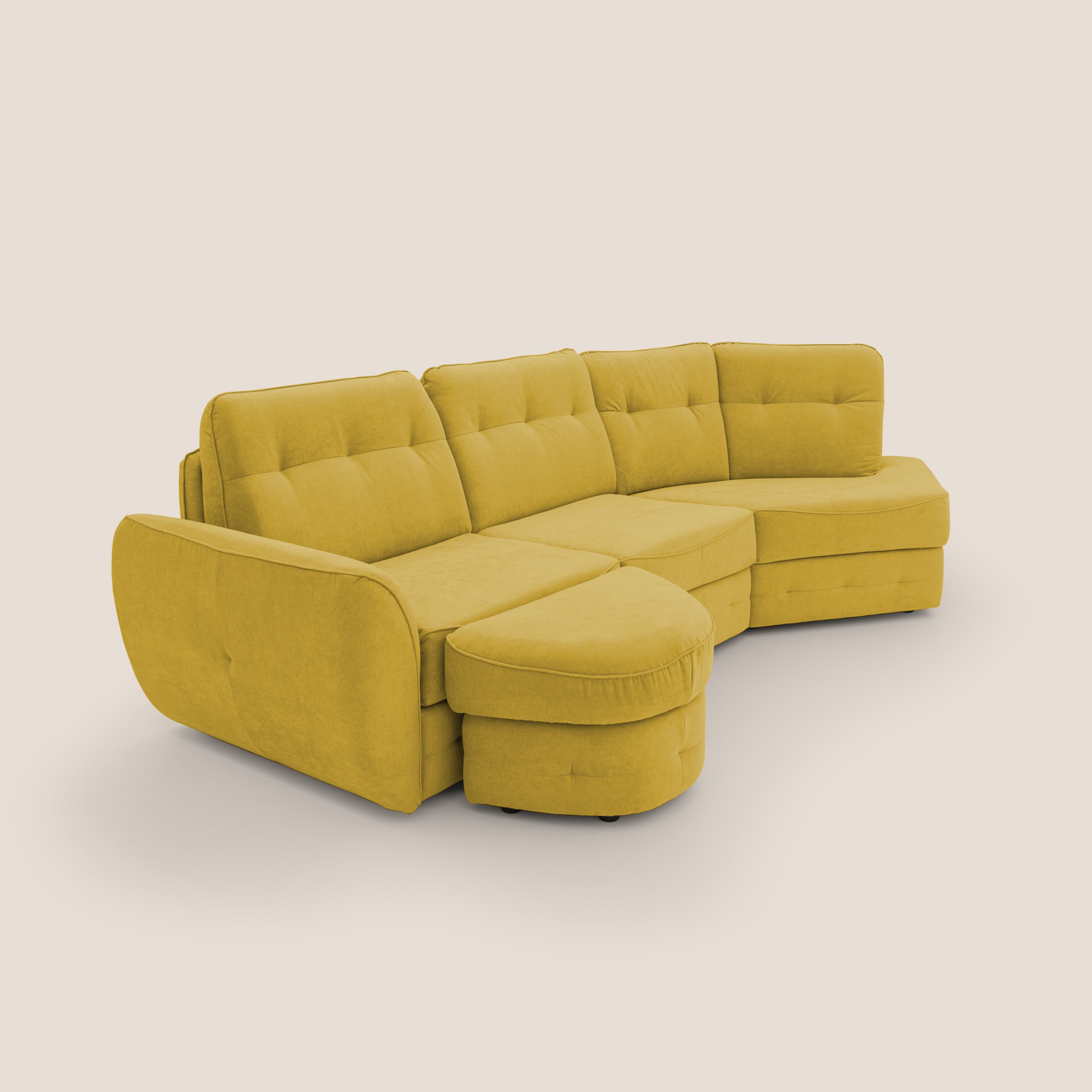 Zeus divano letto angolare con materasso H18 cm pouf mobile in tessuto impermeabile T02 - divani.store