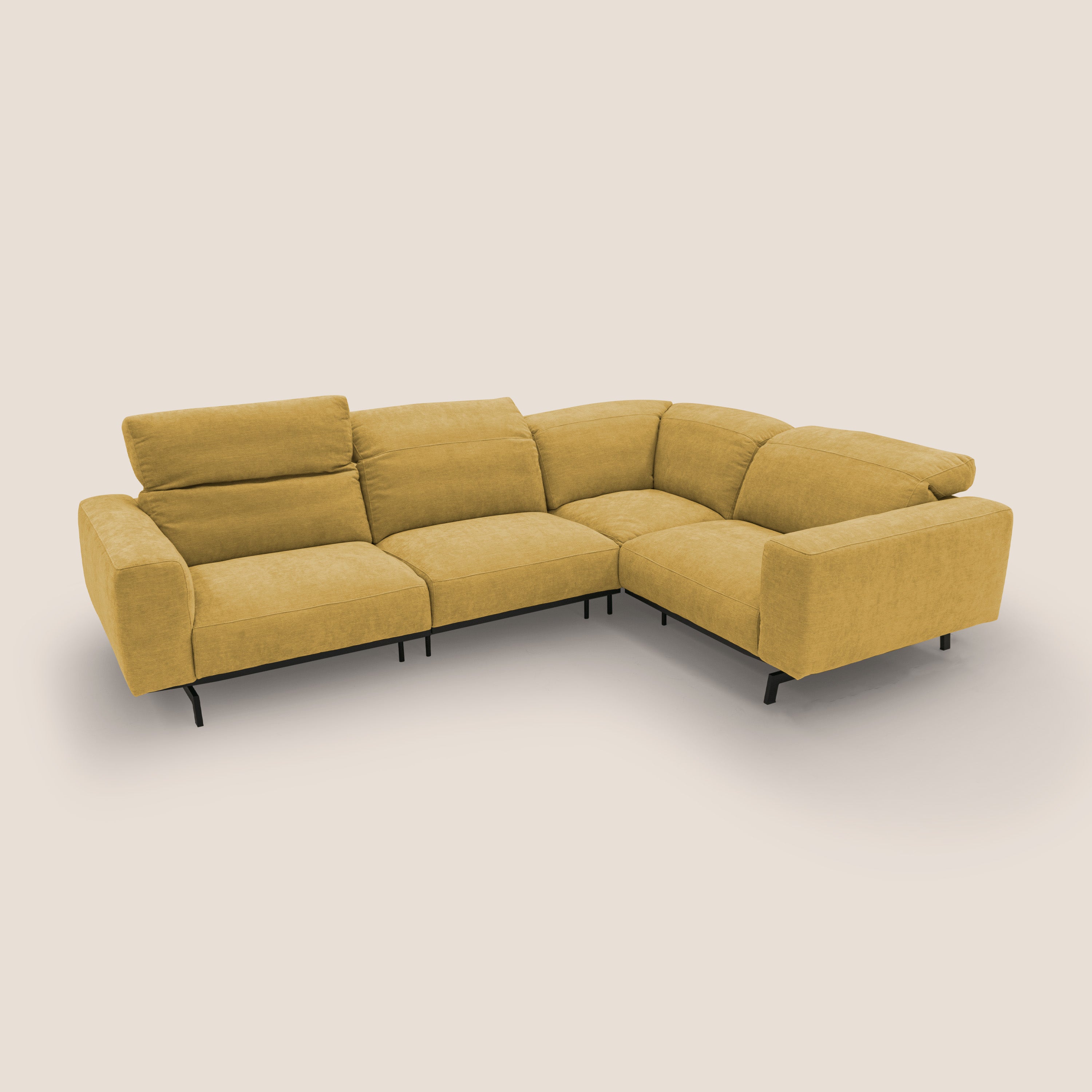 Sakura wendbares, modulares Ecksofa aus weichem, wasserfestem geflammtem Stoff T14 gelb