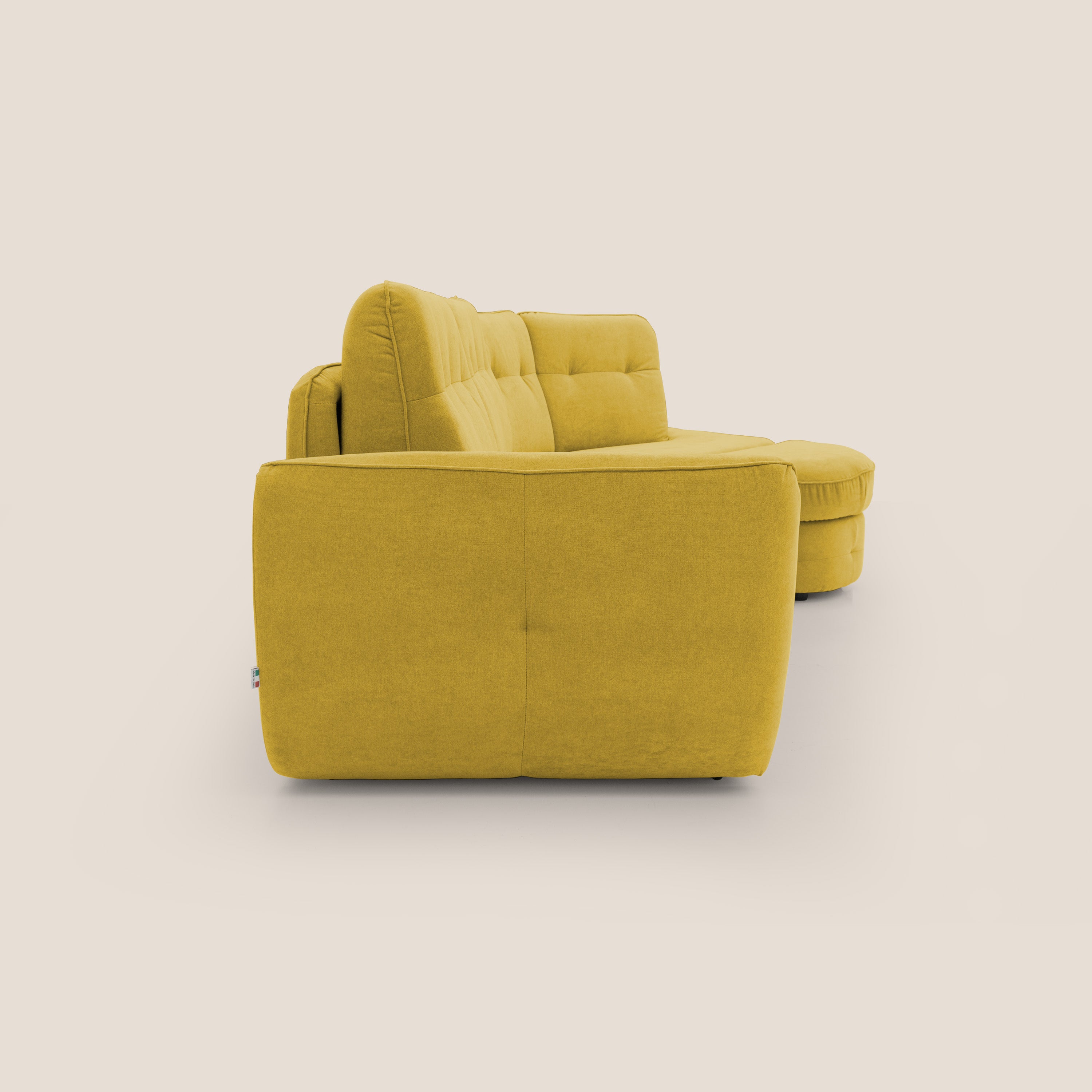 Zeus divano letto angolare con materasso H18 cm pouf mobile in tessuto impermeabile T02 - divani.store