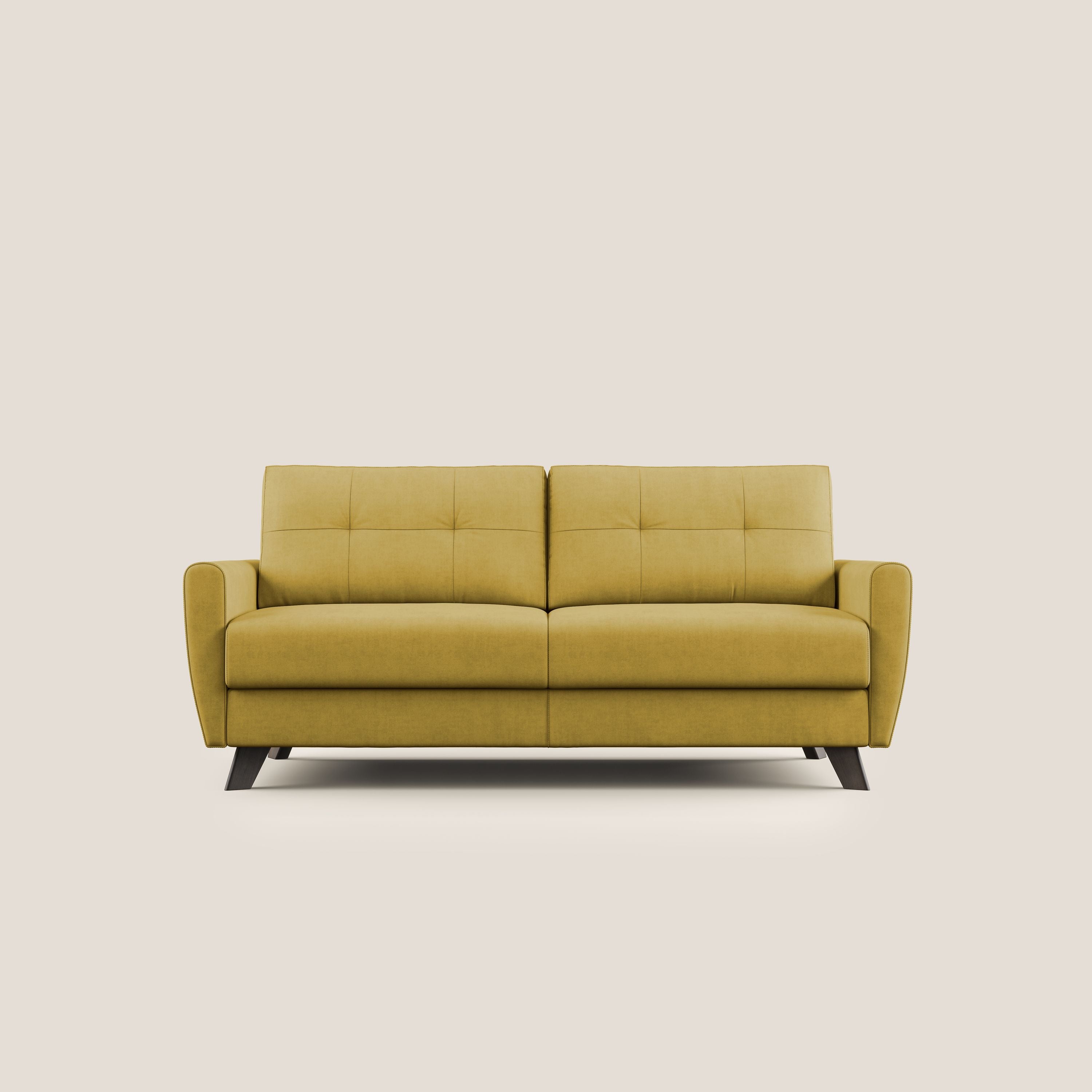 Callisto Divano letto matrimoniale in tessuto morbido impermeabile T02 giallo - divani.store