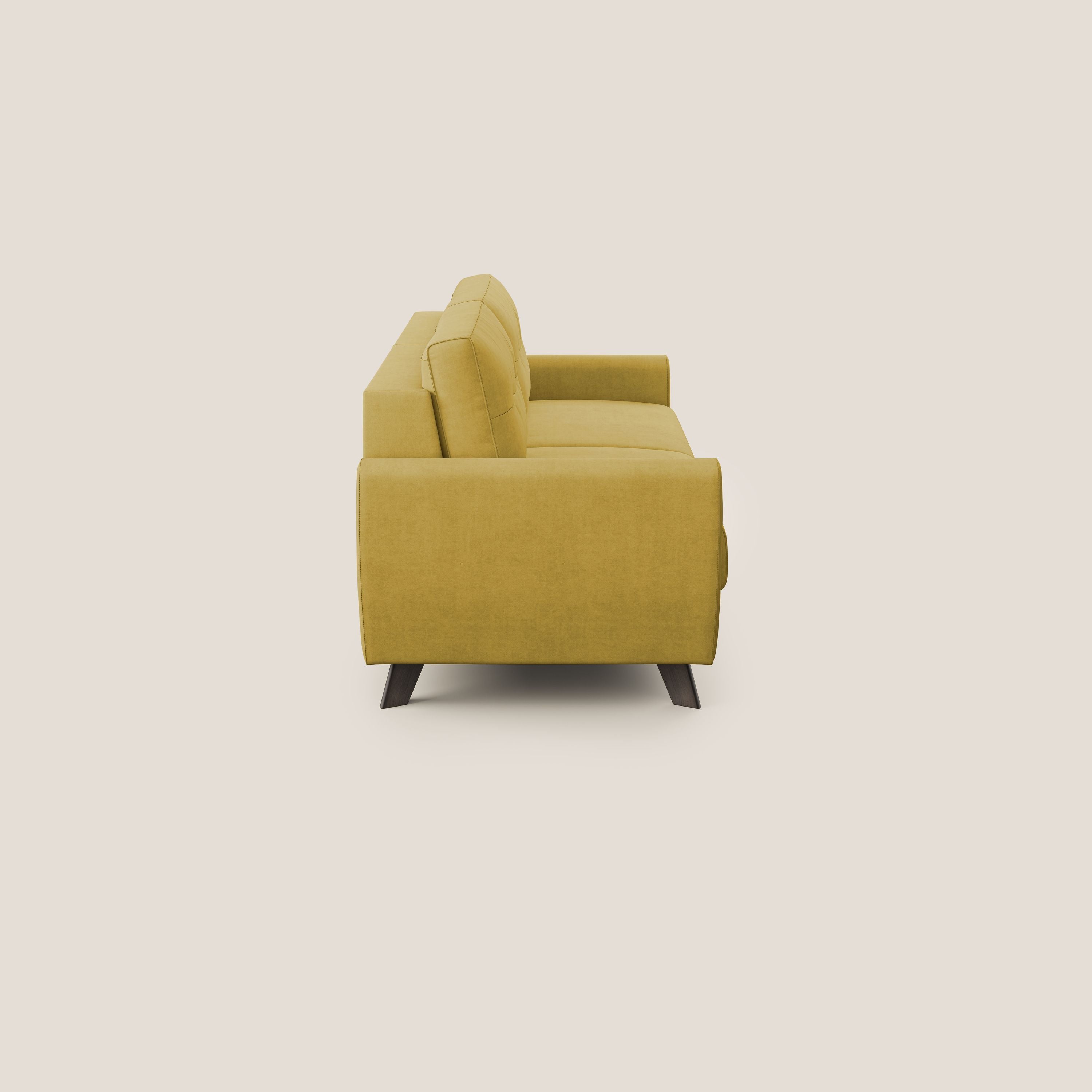 Callisto Divano letto matrimoniale in tessuto morbido impermeabile T02 giallo - divani.store