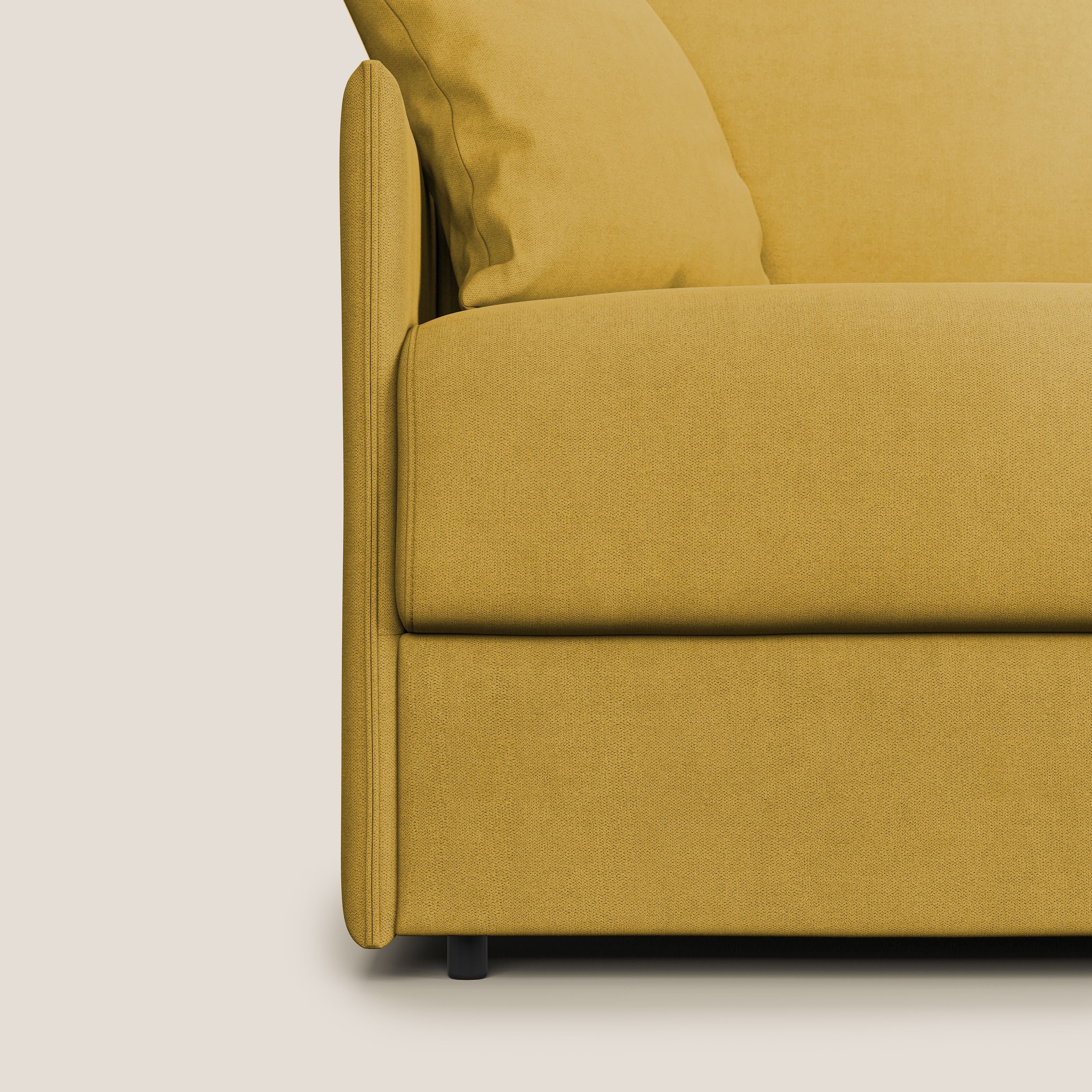 Evans Divano letto in morbido tessuto impermeabile T02 giallo - divani.store