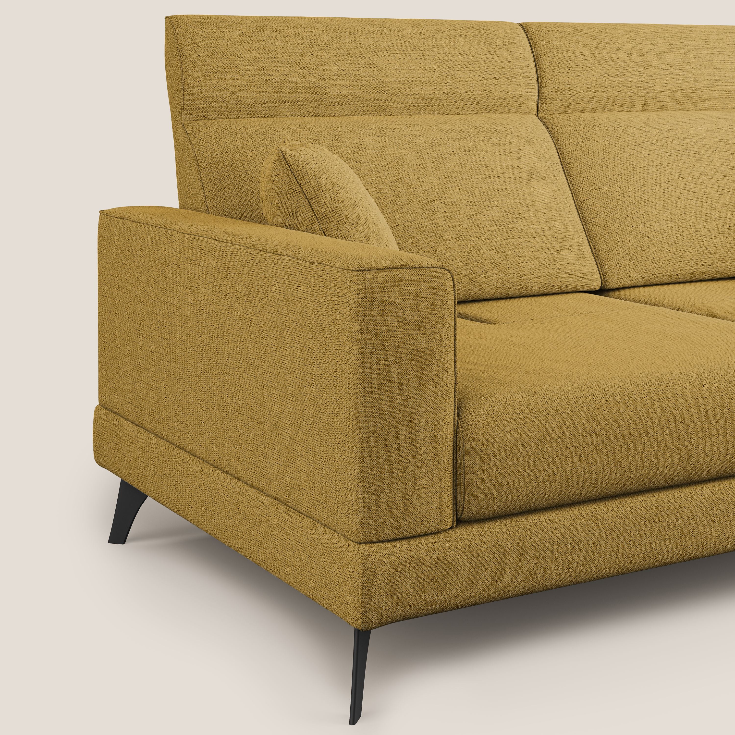 Slide Divano con schienali traslanti e poggiatesta in tessuto simil cotone impermeabile T19 giallo - divani.store