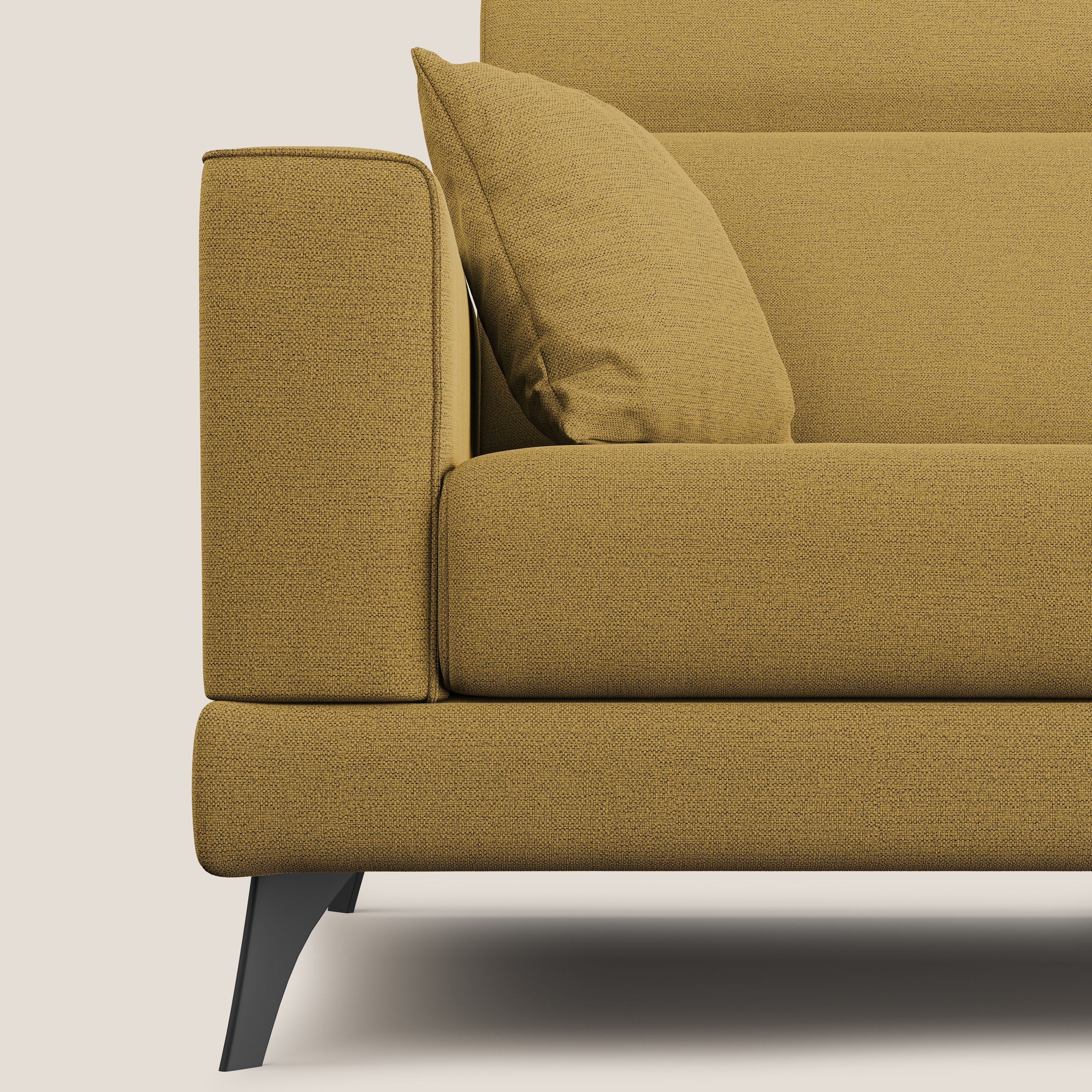 Slide Divano con schienali traslanti e poggiatesta in tessuto simil cotone impermeabile T19 giallo - divani.store