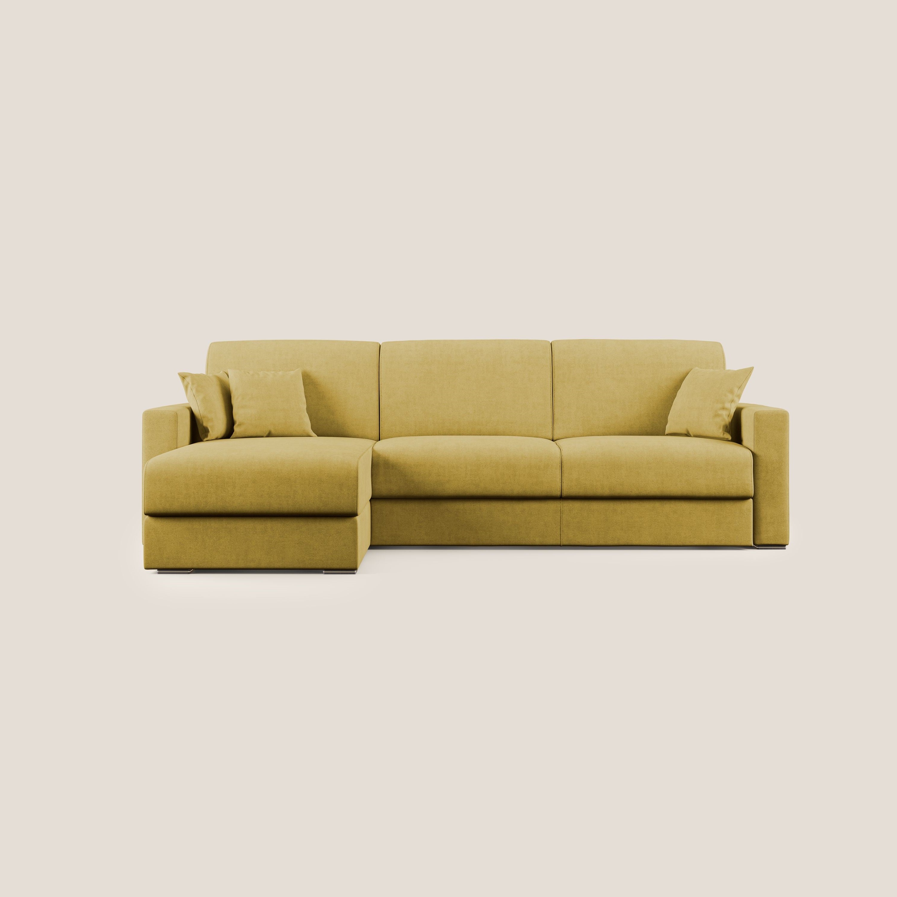 Best Divano letto angolare in tessuto impermeabile T02 giallo - divani.store