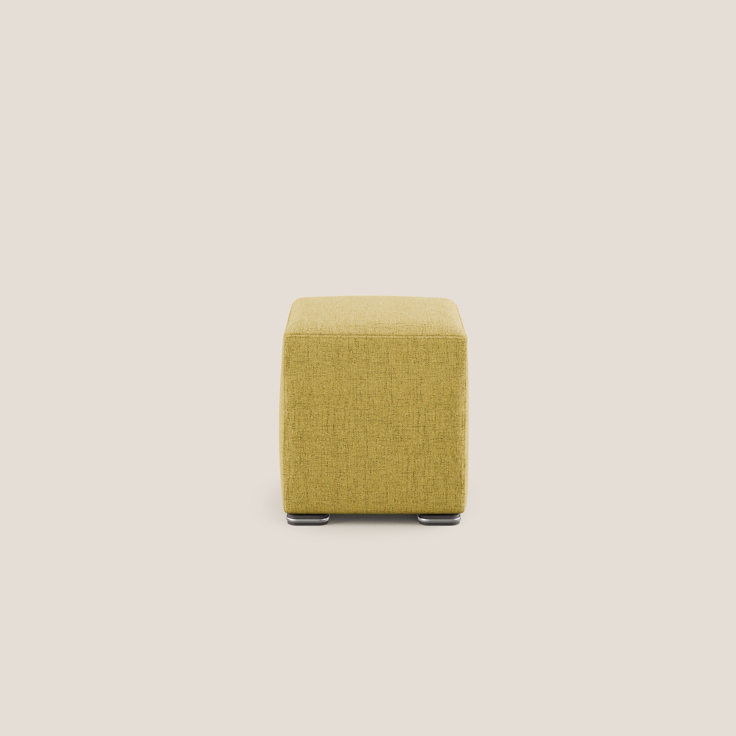 Cube pouf in tessuto morbido impermeabile T03 giallo - divani.store