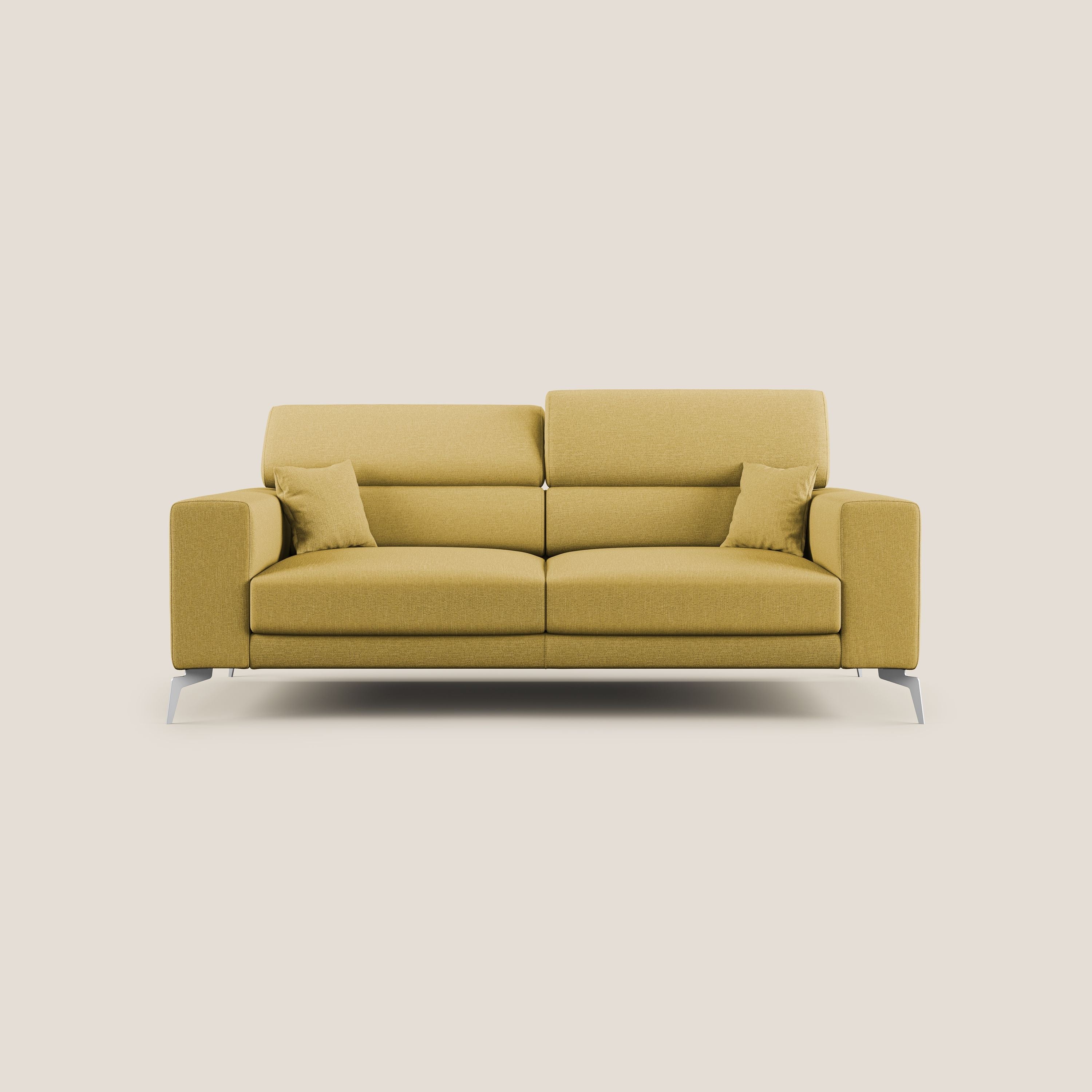 Blade Divano con poggiatesta reclinabili in tessuto impermeabile misto cotone T13 giallo - divani.store