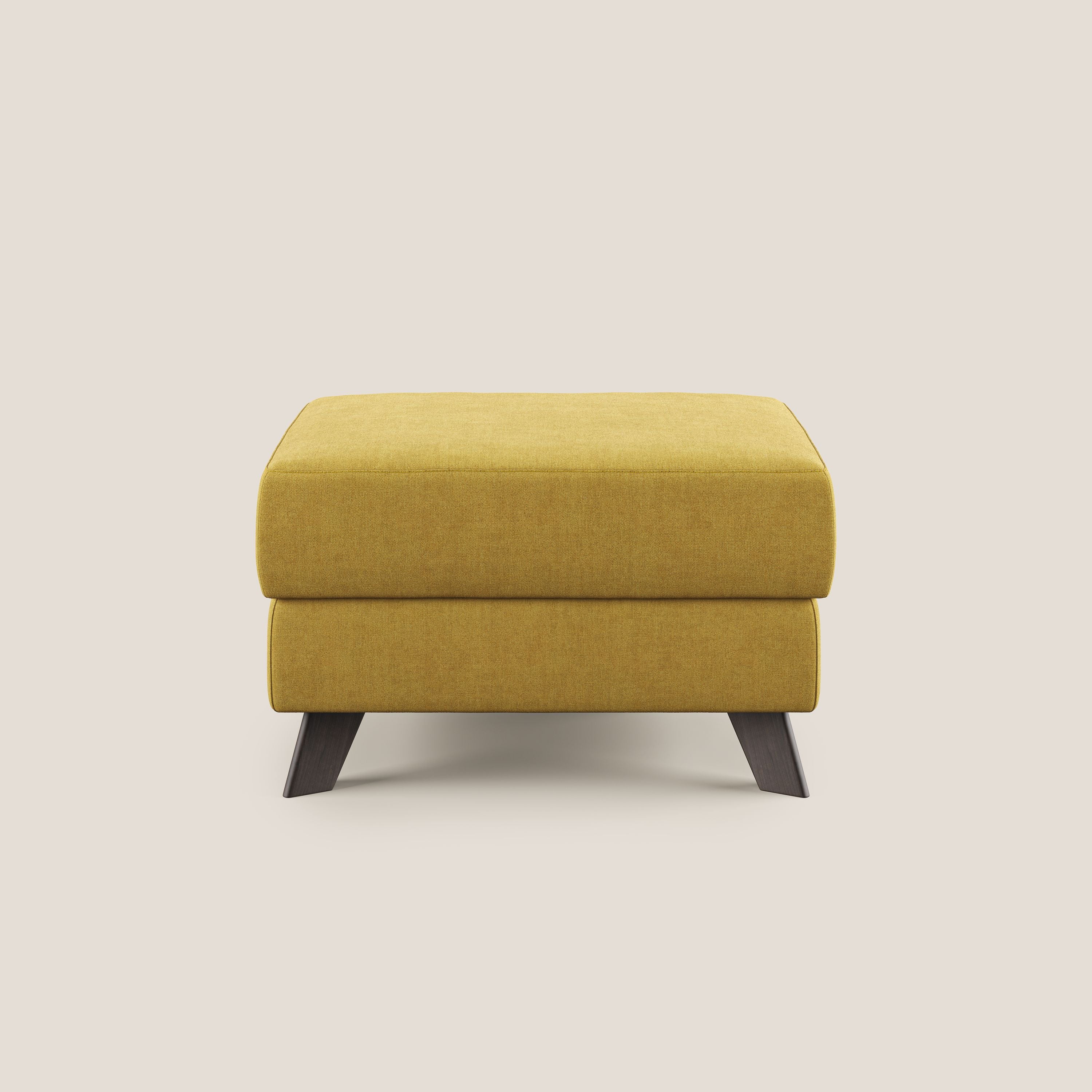 Moon Pouf contenitore e piedini alti in tessuto morbido impermeabile T02 giallo - divani.store