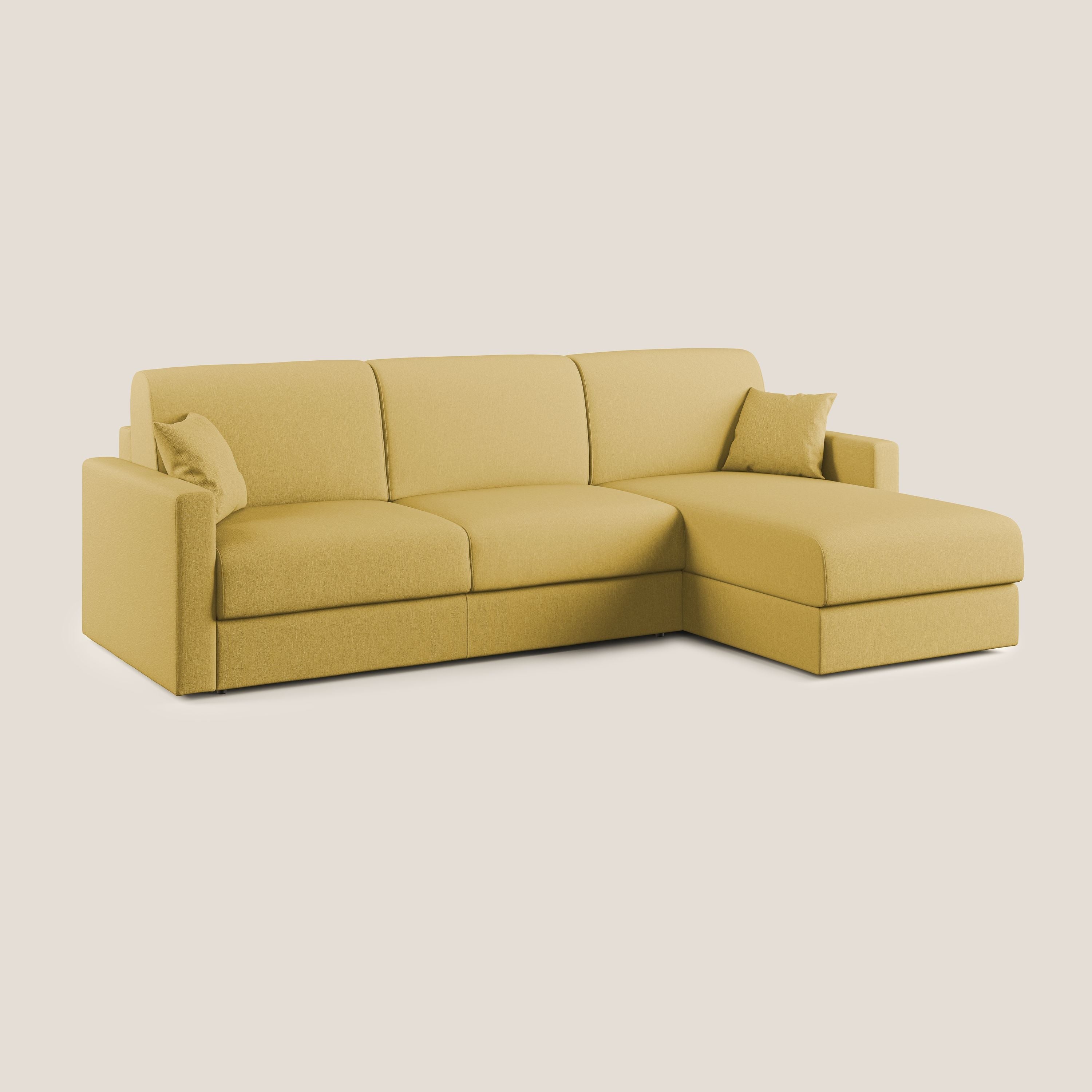 Chris Divano letto angolare 5 posti in tessuto impermeabile T13 giallo - divani.store