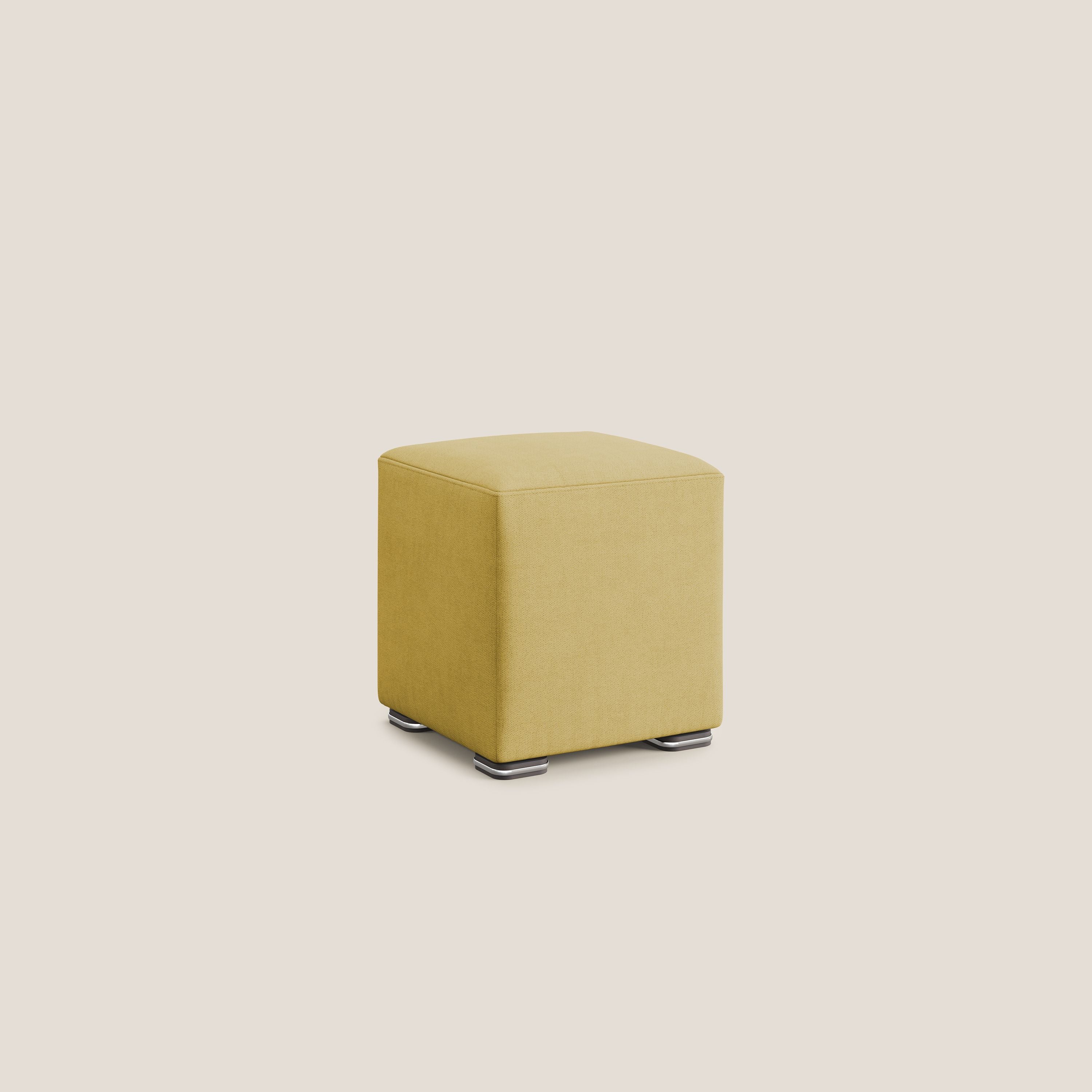 Cube pouf in tessuto morbido impermeabile T02 giallo - divani.store