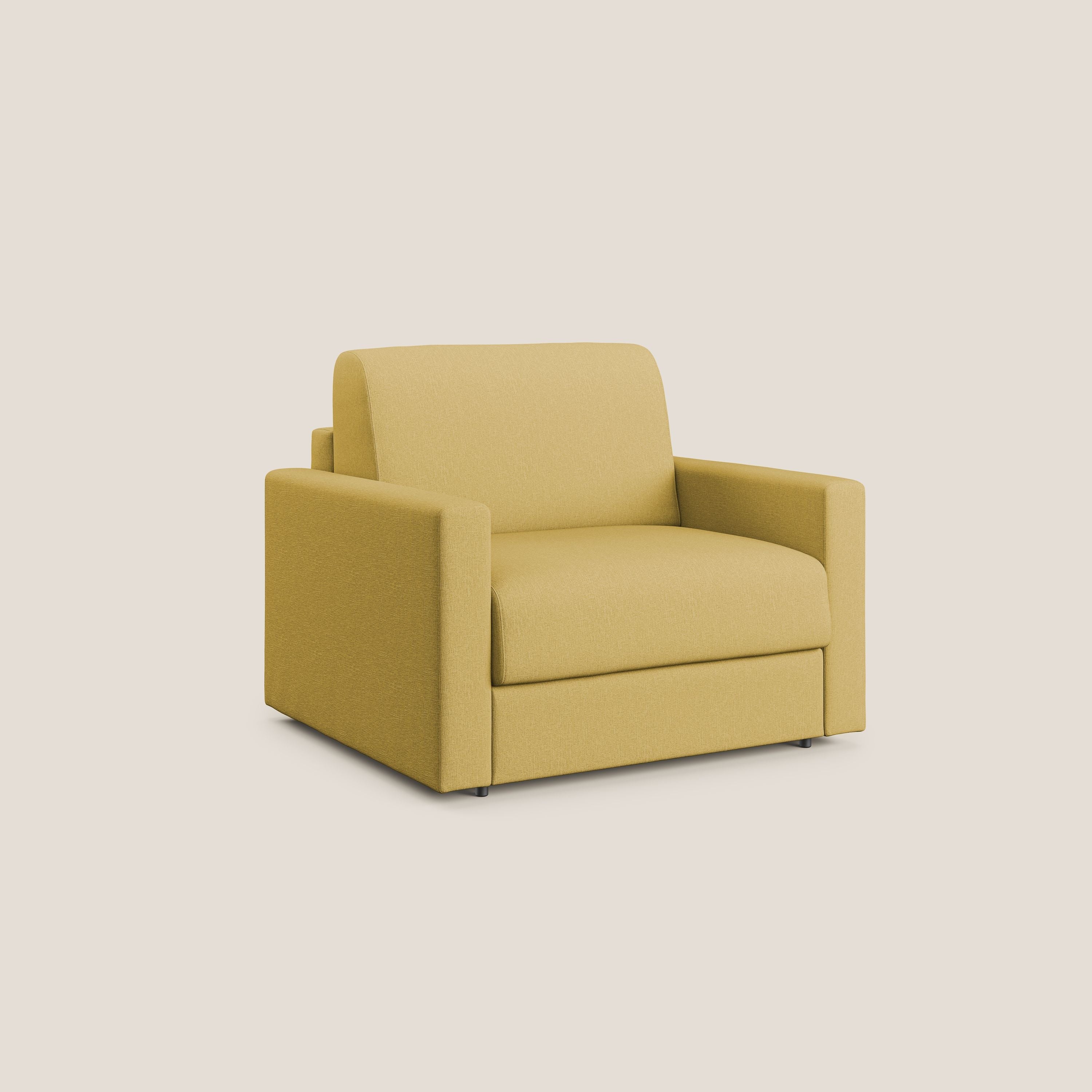 Chris poltrona letto in tessuto impermeabile T13 giallo - divani.store