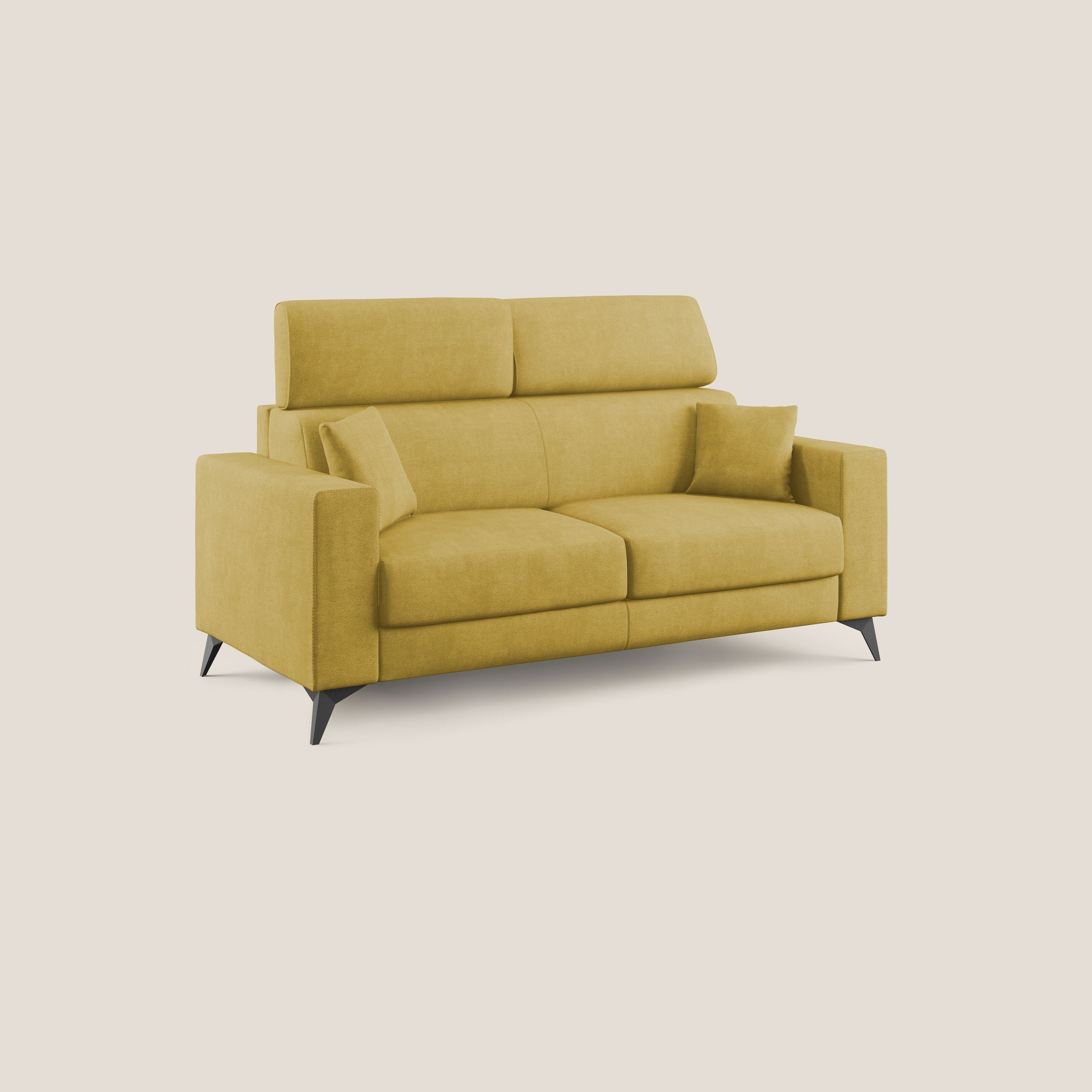 Pegaso divano letto con poggiatesta reclinabili e rivestimento T02 giallo - divani.store