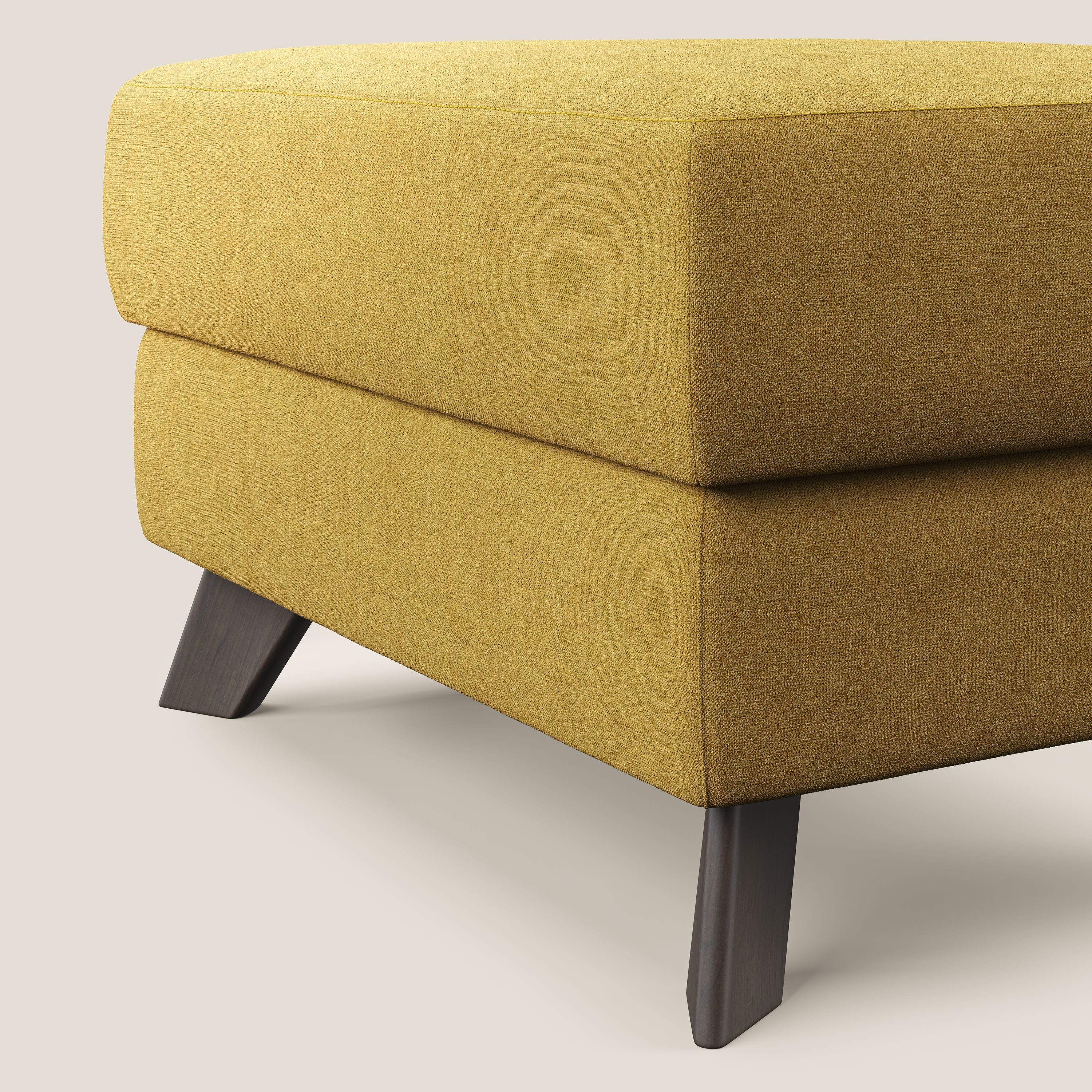 Moon Pouf contenitore e piedini alti in tessuto morbido impermeabile T02 giallo - divani.store