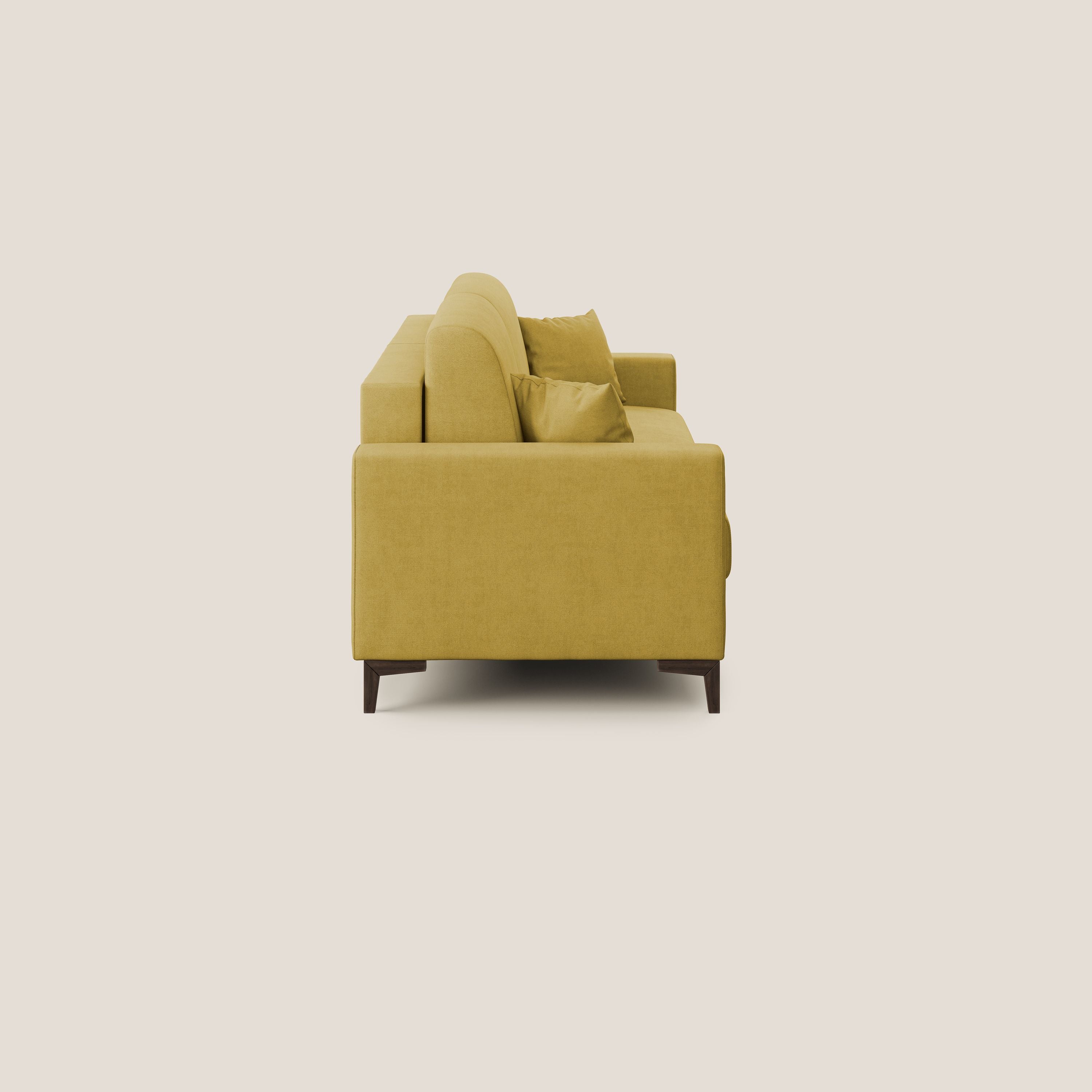 Kafka divano letto matrimoniale in morbido tessuto impermeabile T02 giallo - divani.store