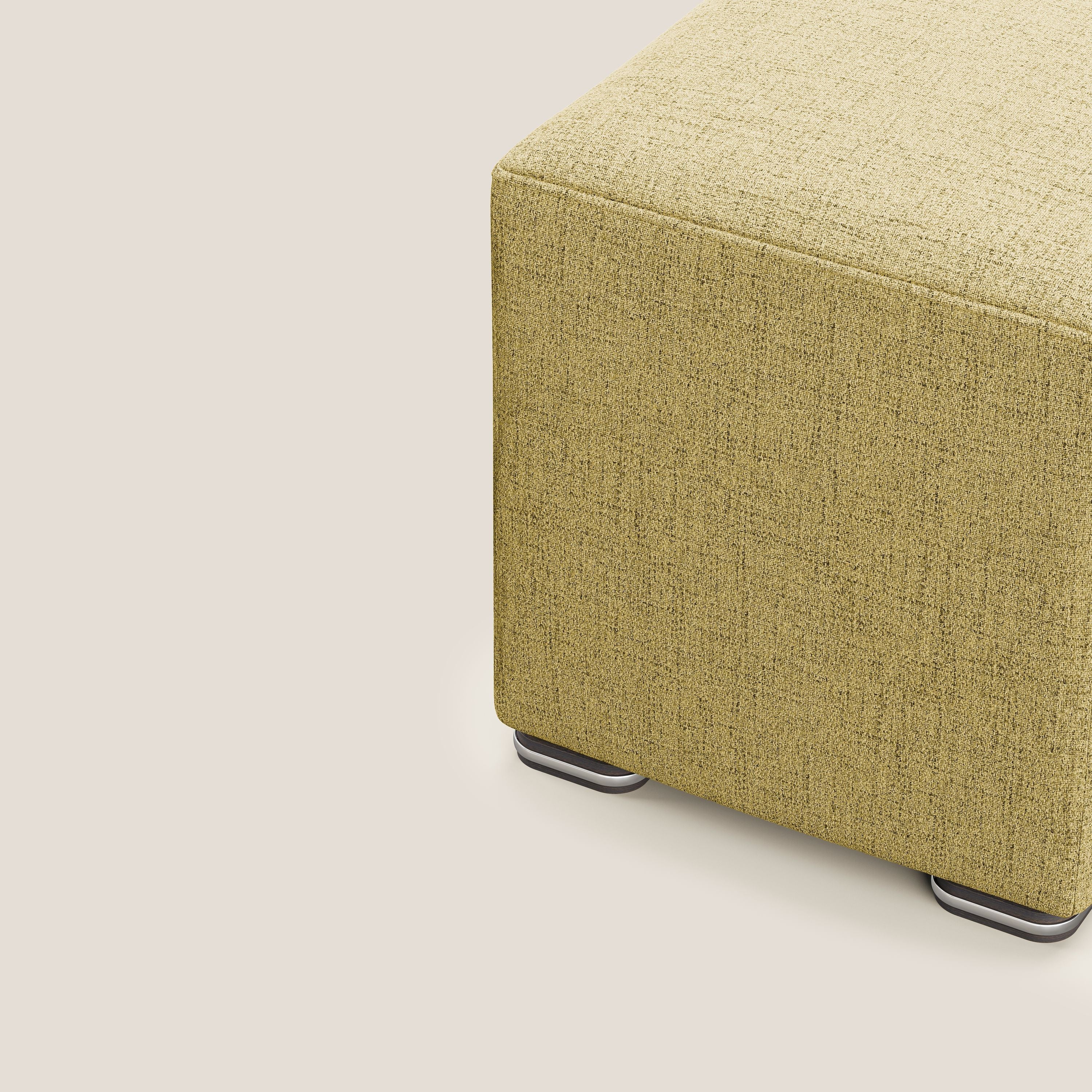 Cube pouf in tessuto morbido impermeabile T03 giallo - divani.store