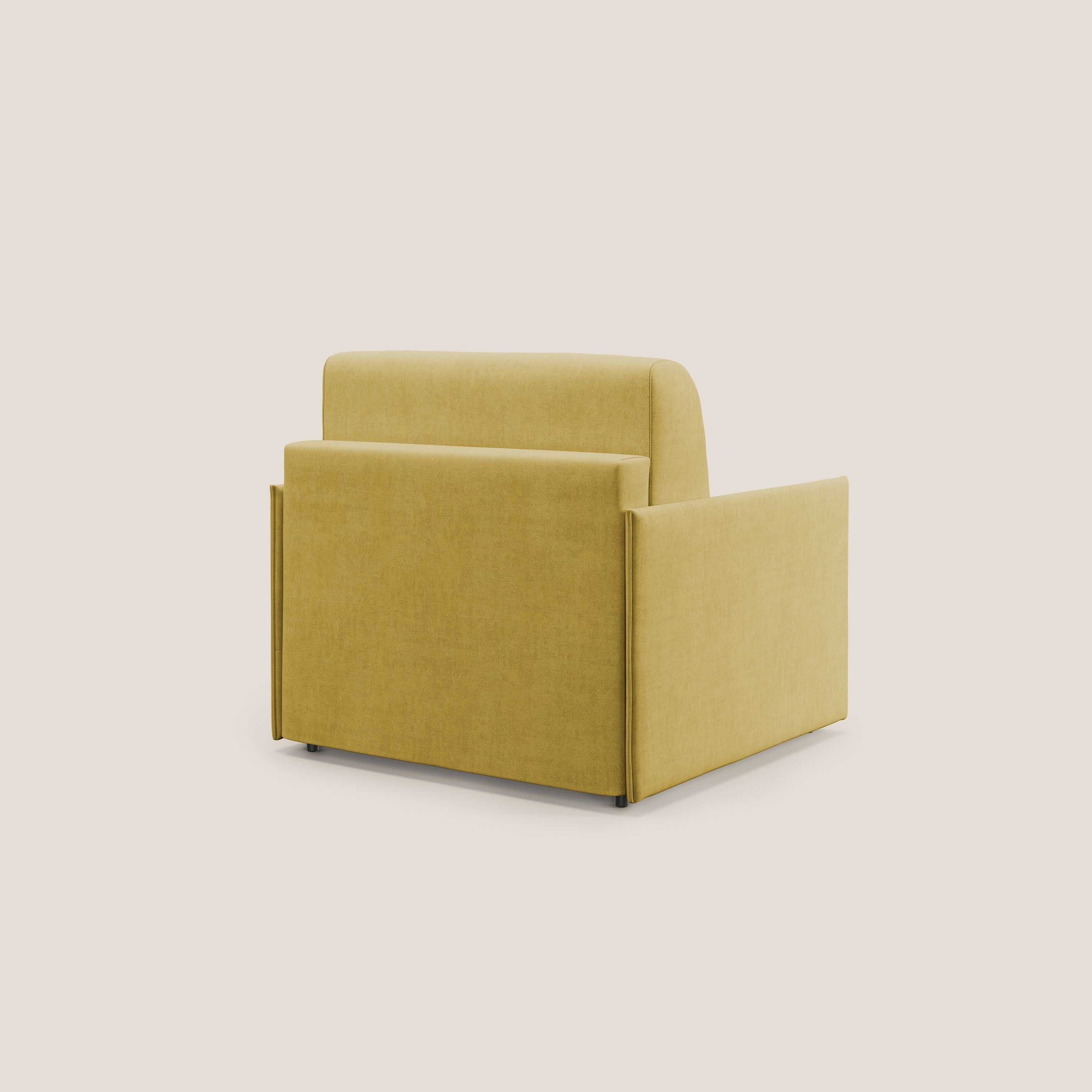 Evans poltrona letto in morbido tessuto impermeabile T02 giallo - divani.store