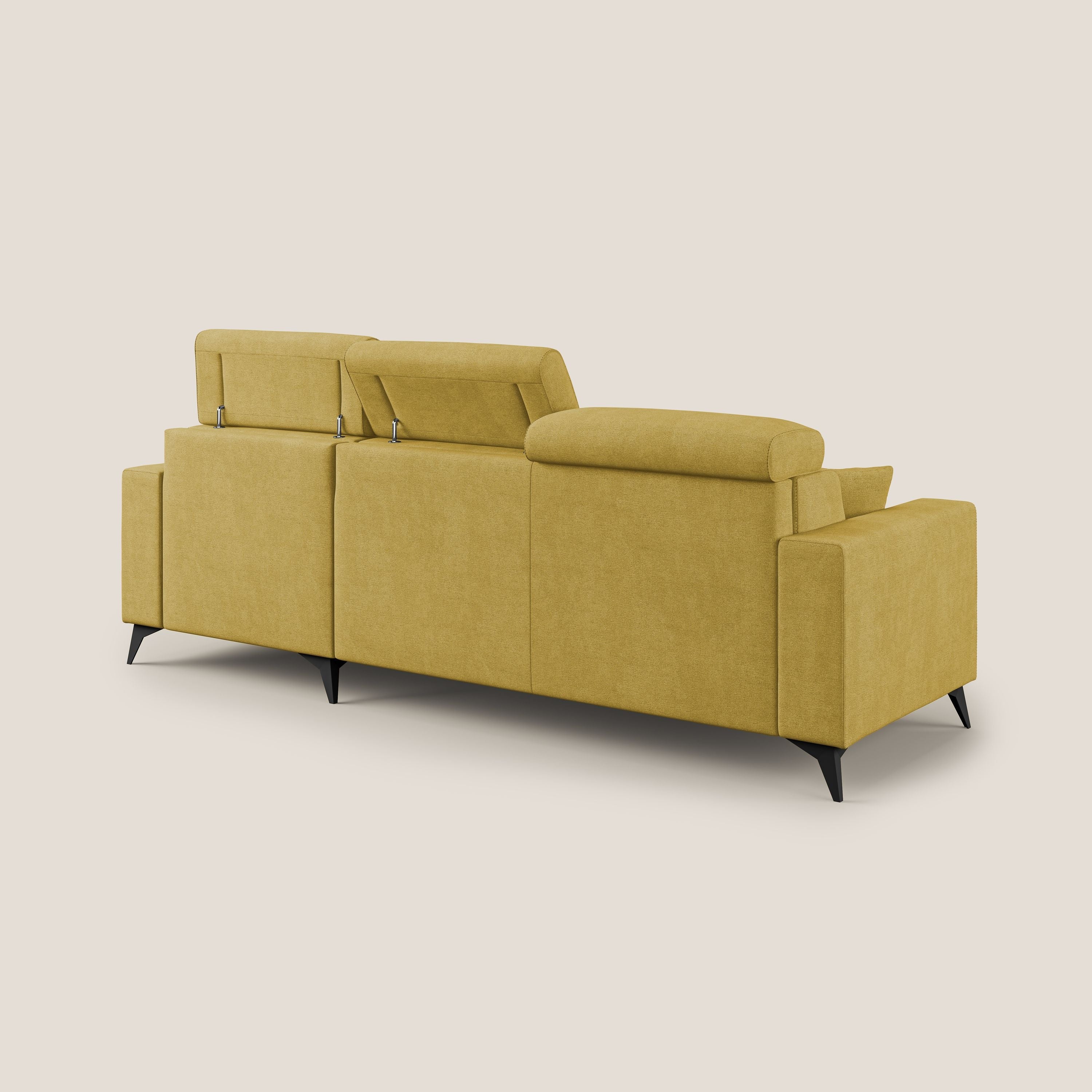 Pegaso divano letto angolare con poggiatesta reclinabili e rivestimento impermeabile T02 giallo - divani.store