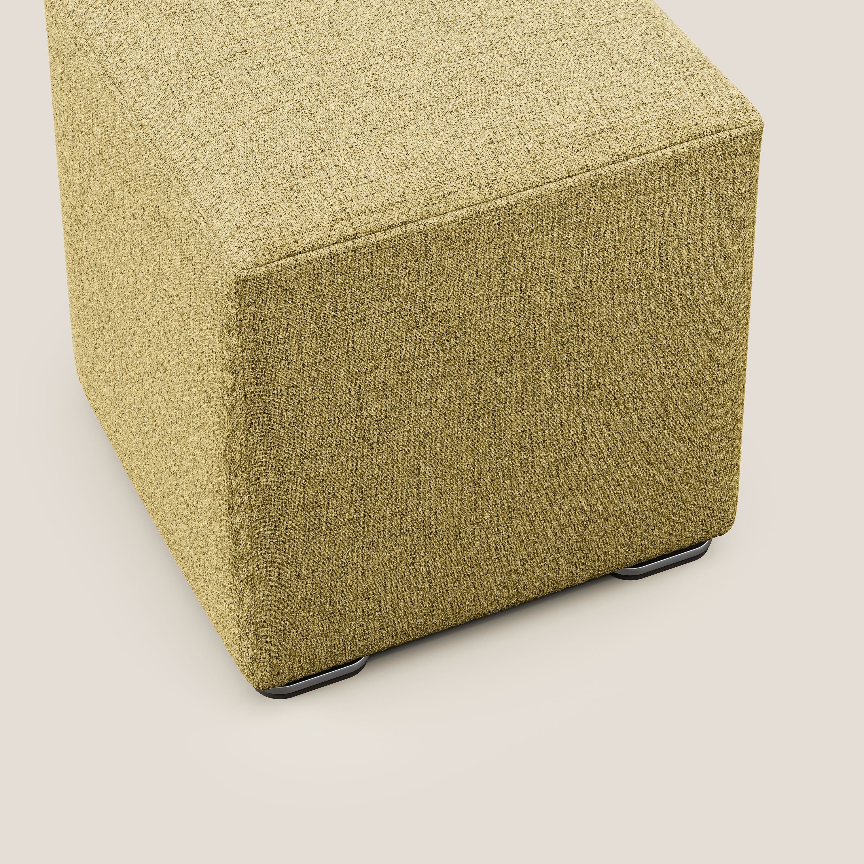 Cube pouf in tessuto morbido impermeabile T03 giallo - divani.store