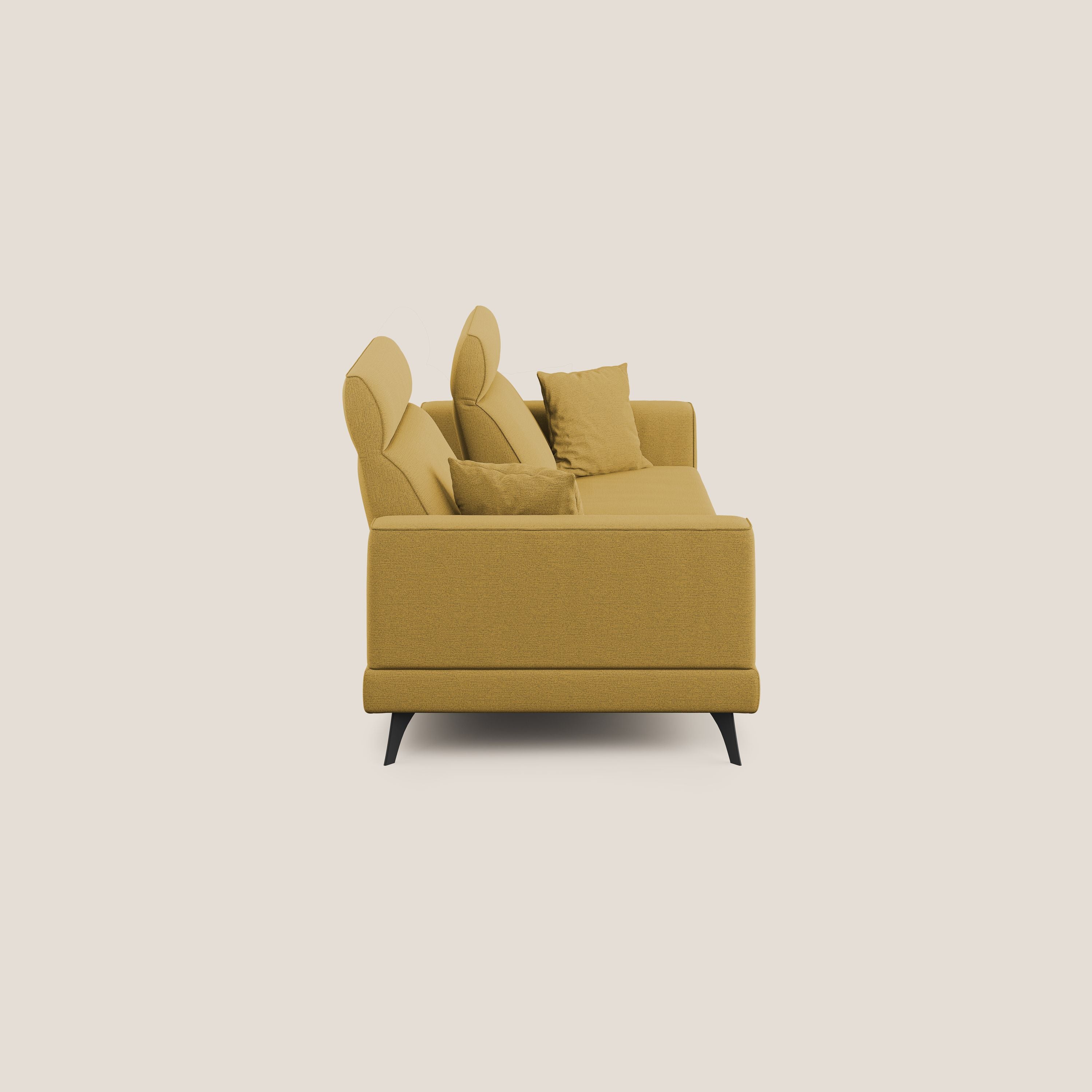 Slide Divano con schienali traslanti e poggiatesta in tessuto simil cotone impermeabile T19 giallo - divani.store