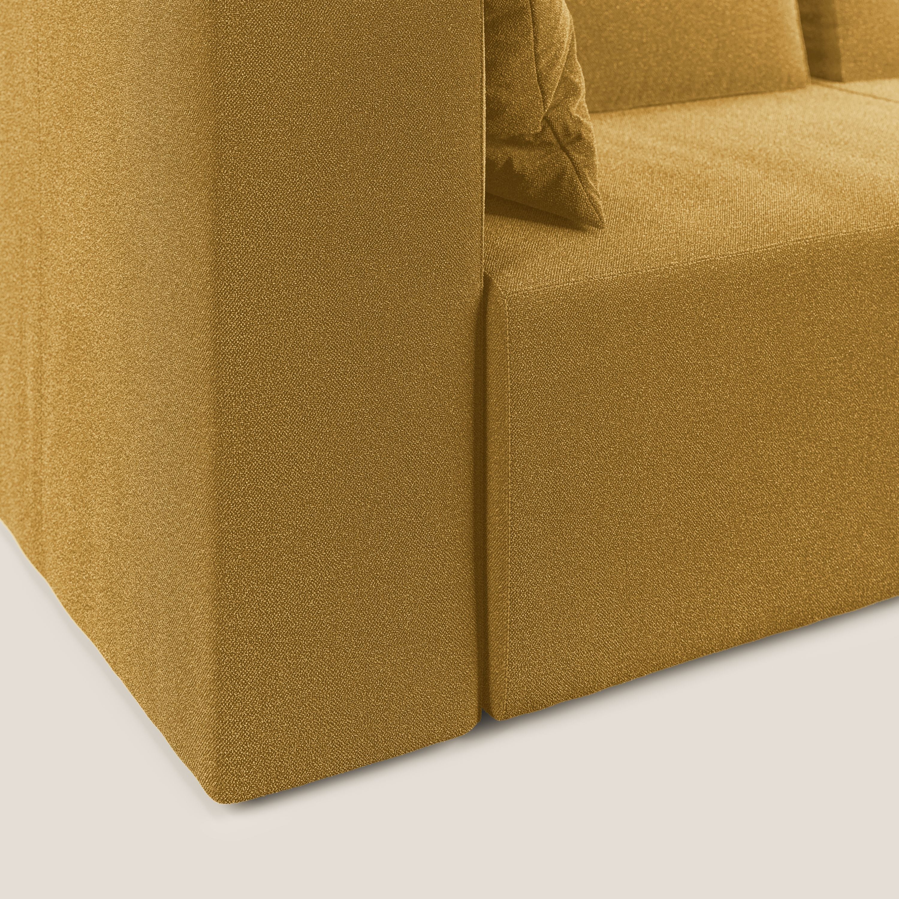 Nettuno divano angolare componibile in morbido tessuto bouclè T07 giallo - divani.store
