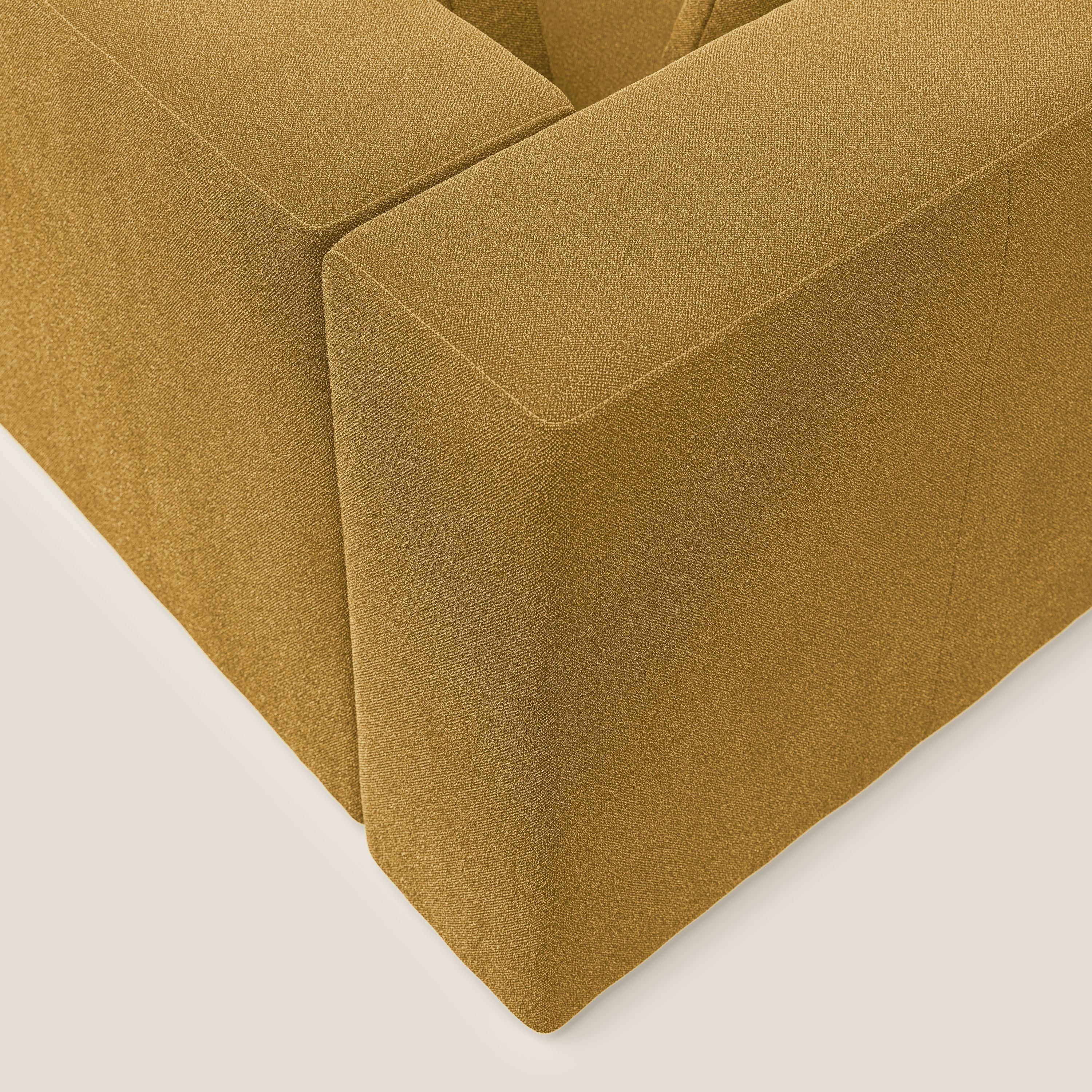 Nettuno divano panoramico in morbido tessuto bouclè T07 giallo - divani.store