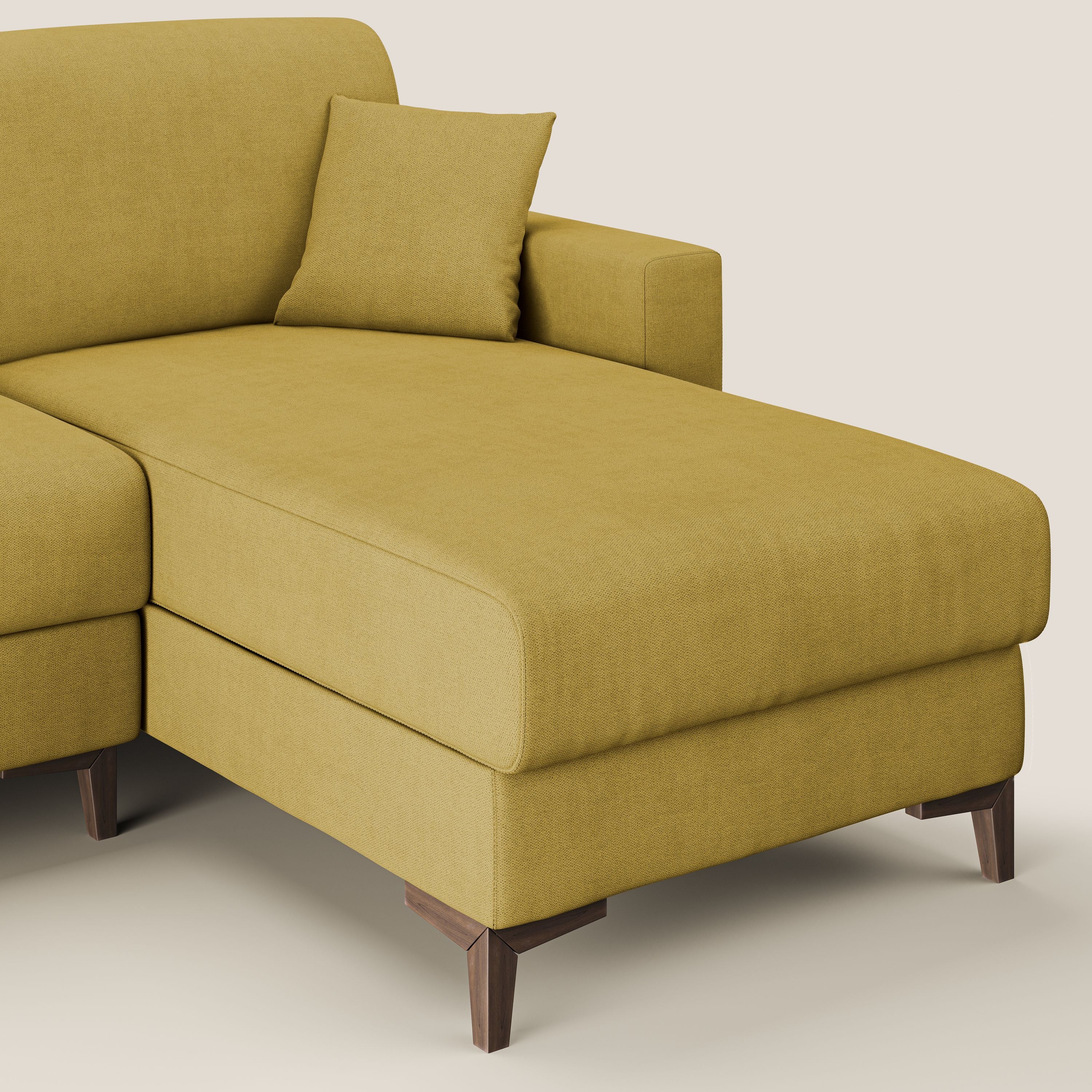 Kafka divano letto angolare in morbido tessuto impermeabile T02 giallo - divani.store