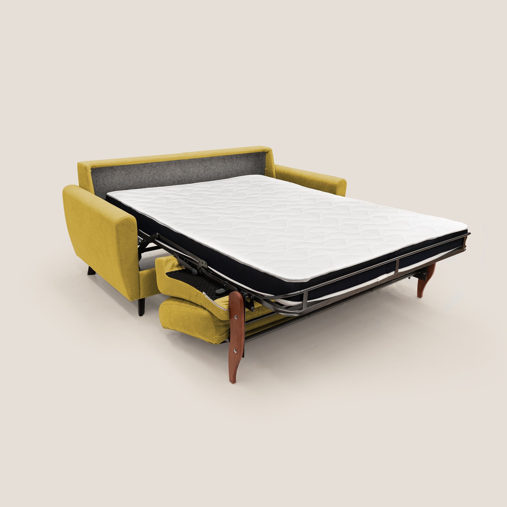 Callisto Divano letto matrimoniale in tessuto morbido impermeabile T02 giallo - divani.store