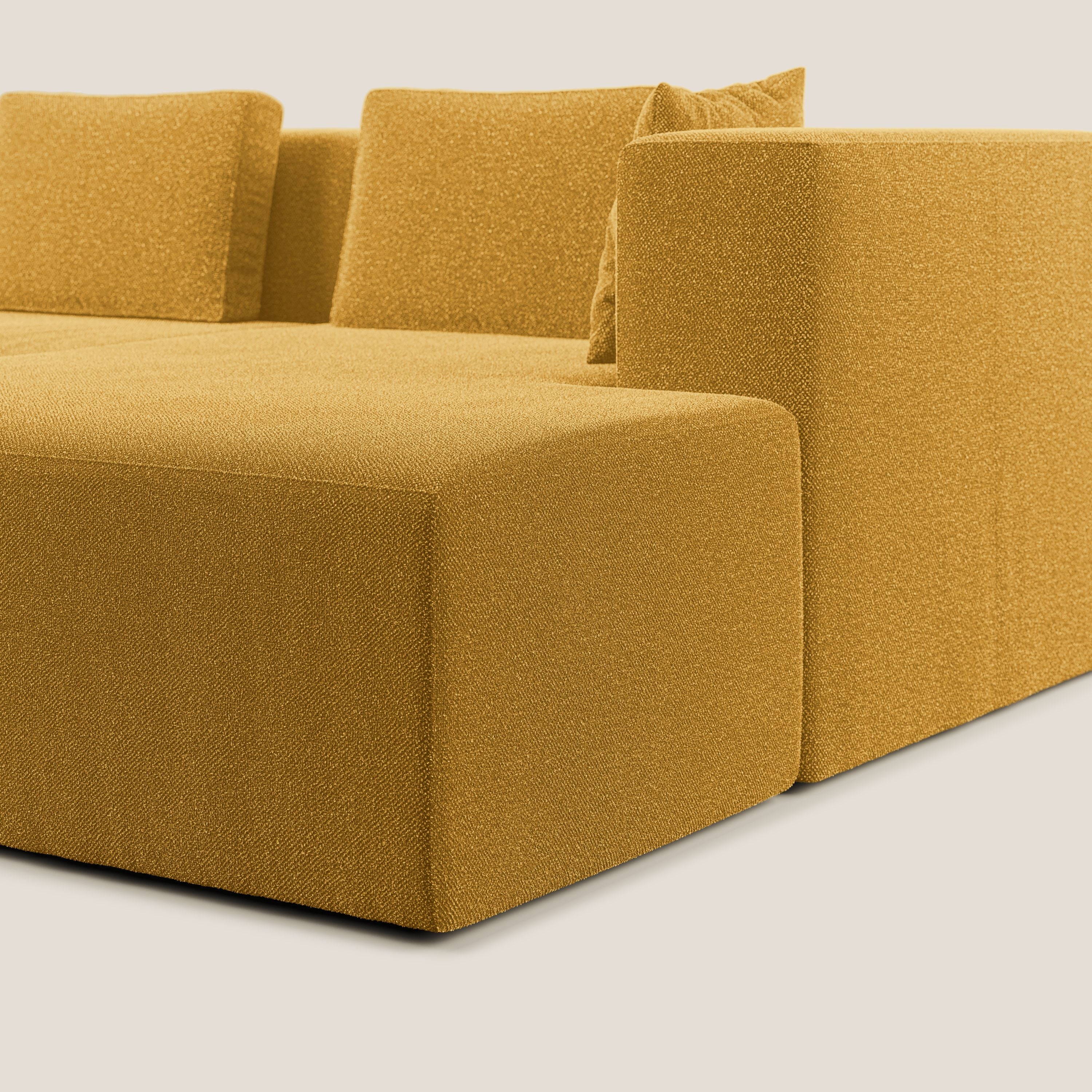 Nettuno divano panoramico in morbido tessuto bouclè T07 giallo - divani.store