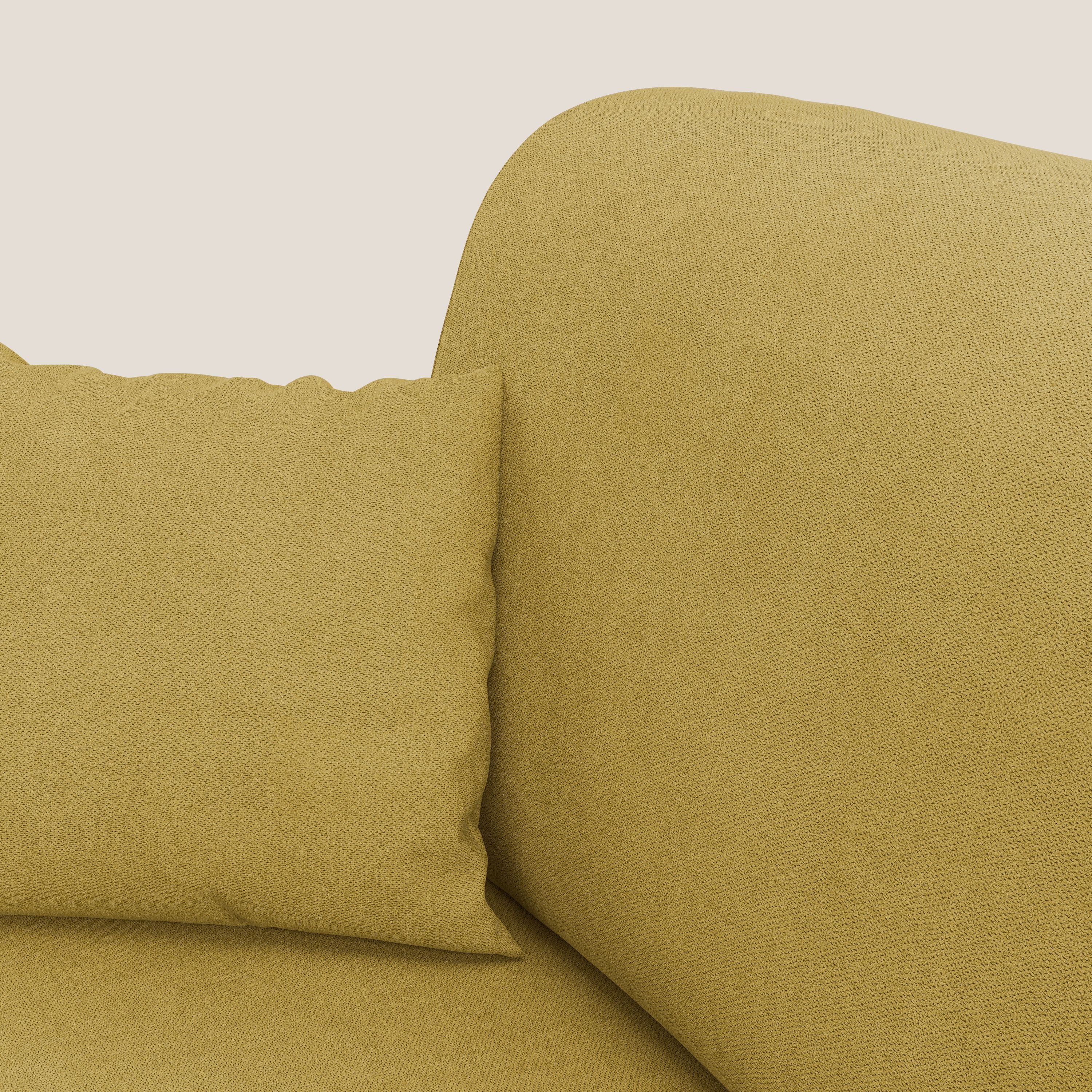 Kafka divano letto angolare in morbido tessuto impermeabile T02 giallo - divani.store