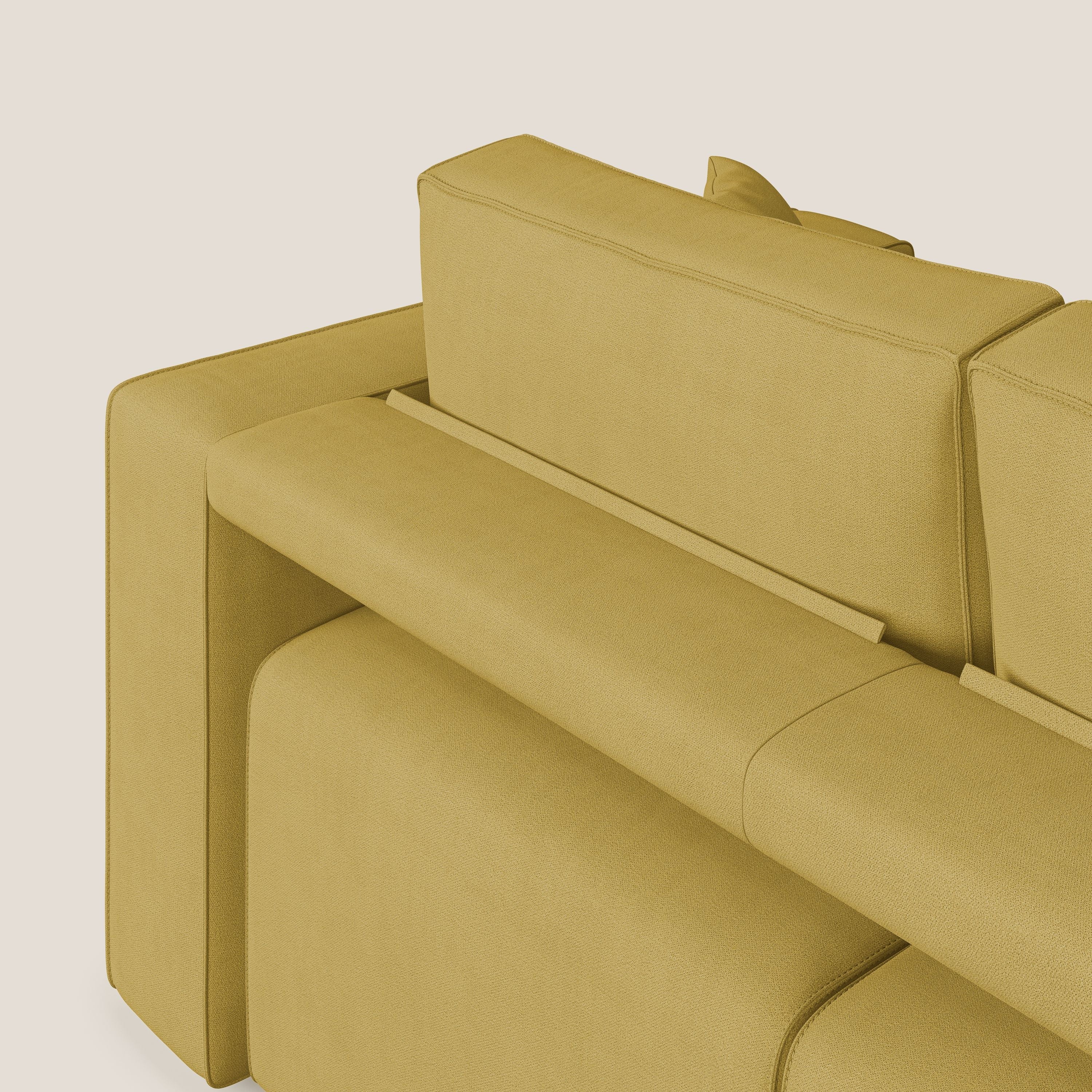 Morfeo divano con 3 sedute estraibili in morbido tessuto impermeabile T02 giallo - divani.store