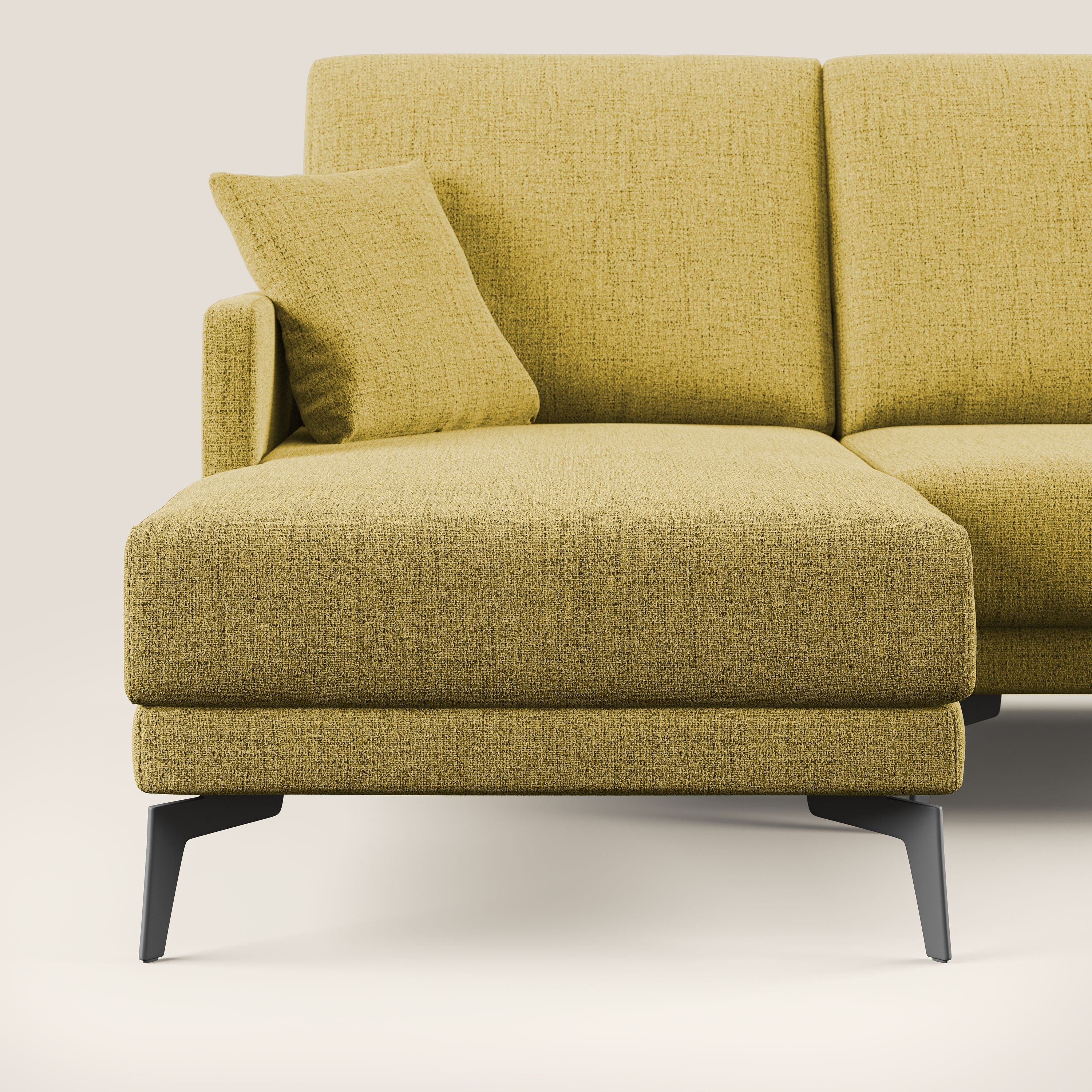 Saturno divano panoramico moderno in tessuto morbido impermeabile T03 giallo - divani.store