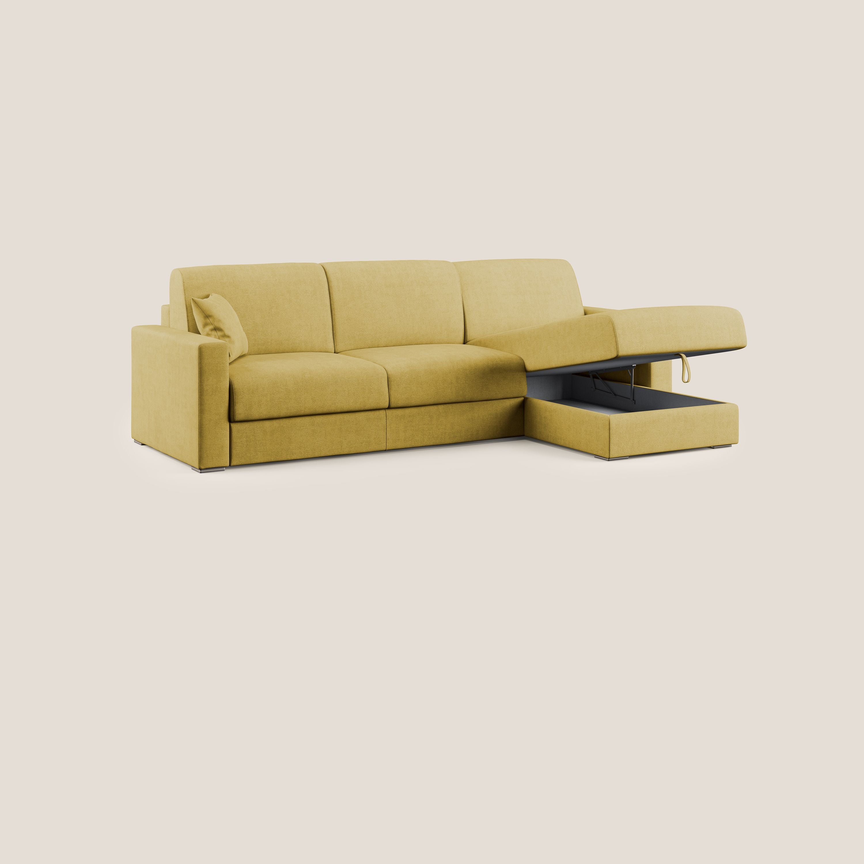 Best Divano letto angolare in tessuto impermeabile T02 giallo - divani.store