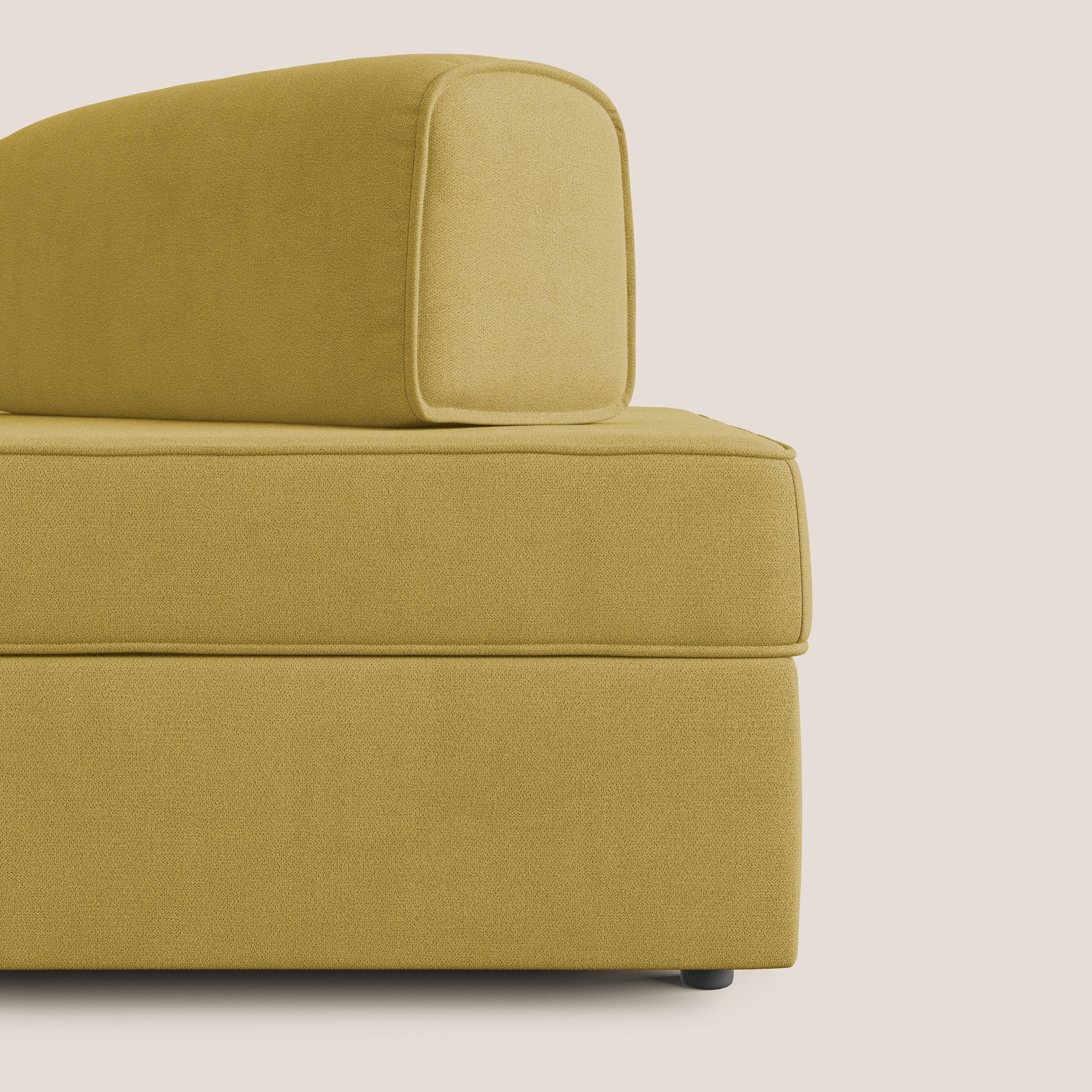 Liberty divano con pouf estraibile e schienali movibili in tessuto morbido impermeabile T02 giallo - divani.store